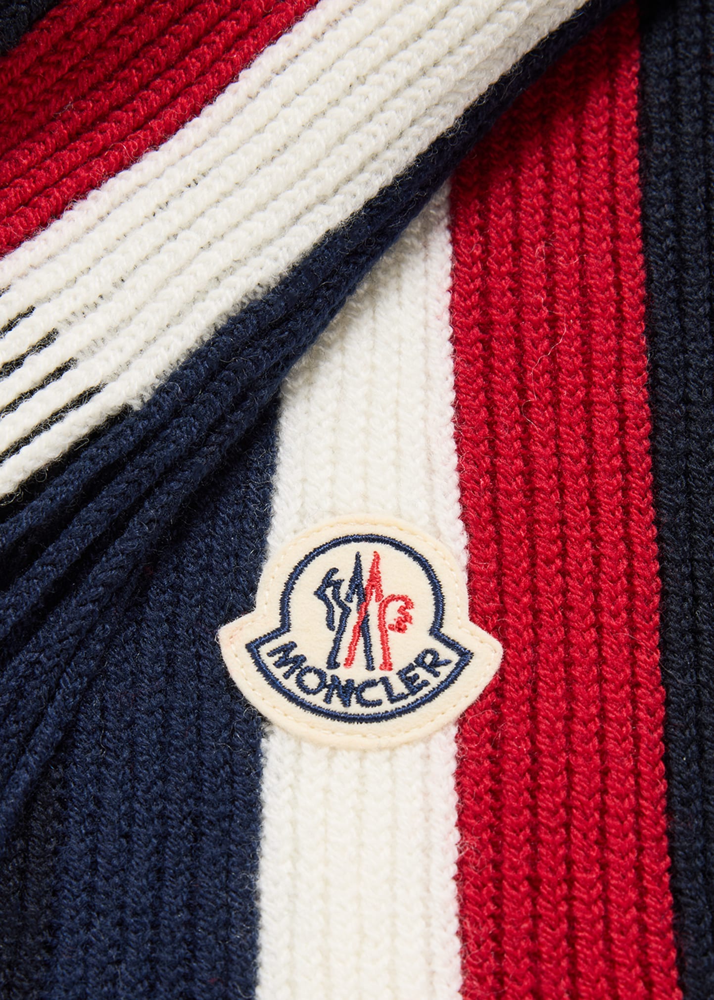 MONCLER ストライプマフラー Moncler Men's Wool Tricolor Stripe Fringe Scarf - Bergdorf Goodman