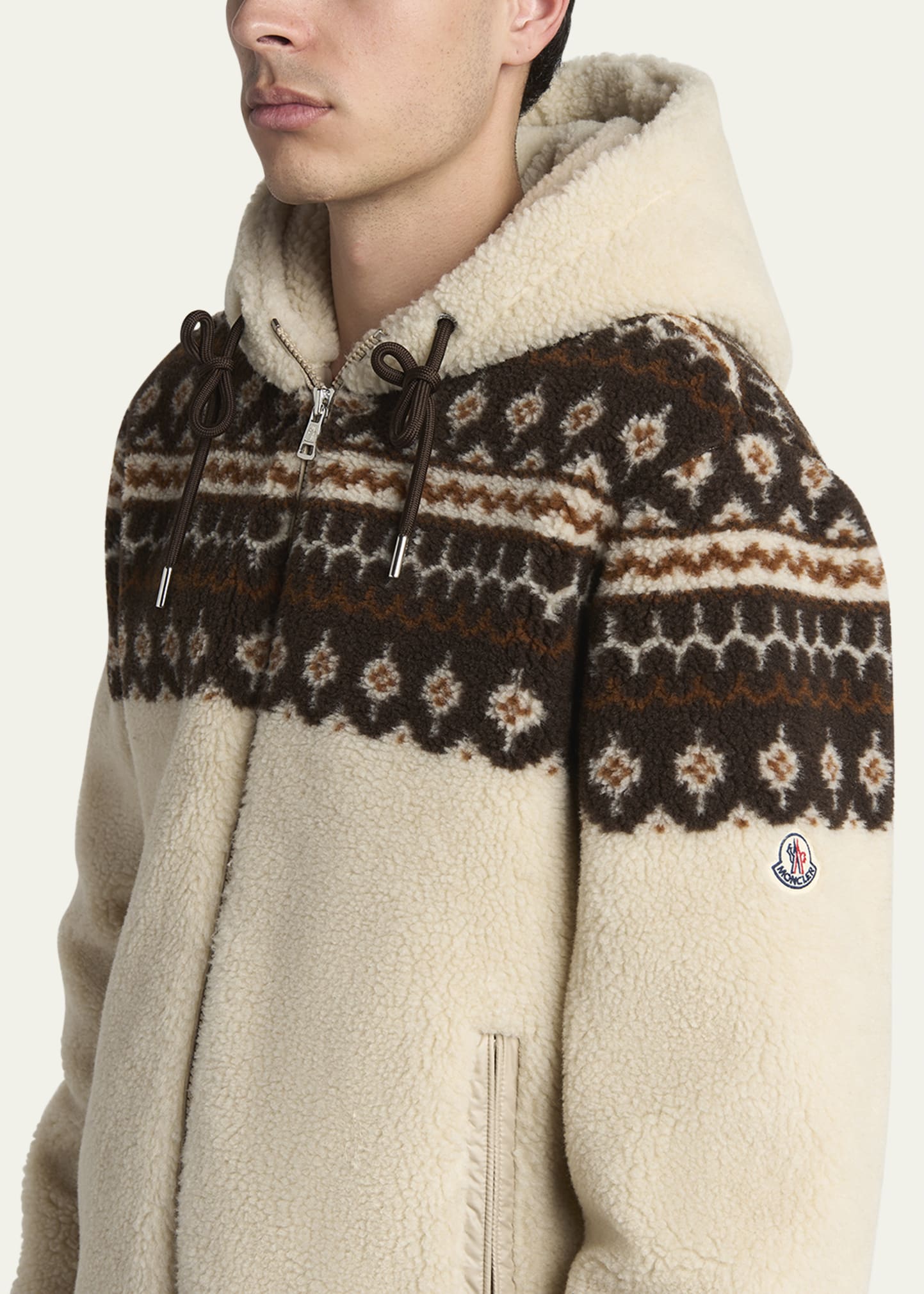 Moncler Men's Teddy Boucle Hooded Full-Zip Jacket - Bergdorf Goodman