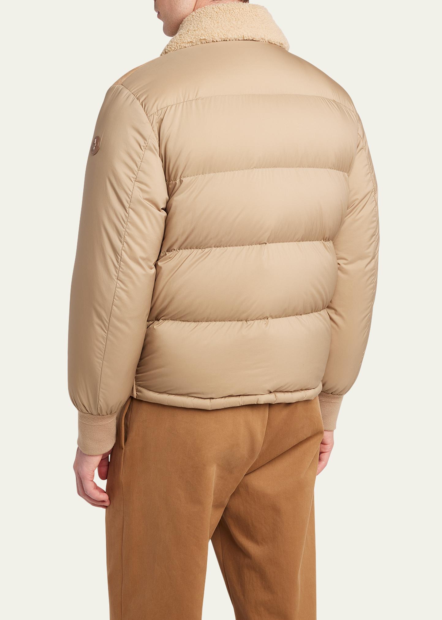 Moncler Men's Tonnay Leather and Down Quilted Jacket - Bergdorf