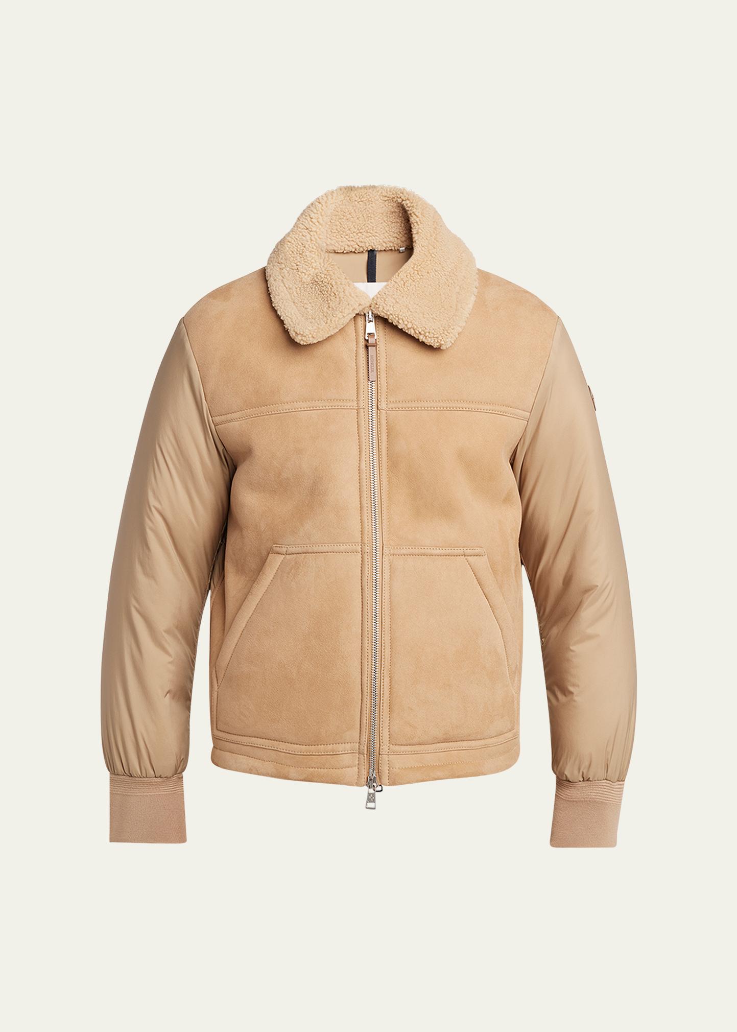 Moncler Men's Tonnay Leather and Down Quilted Jacket - Bergdorf
