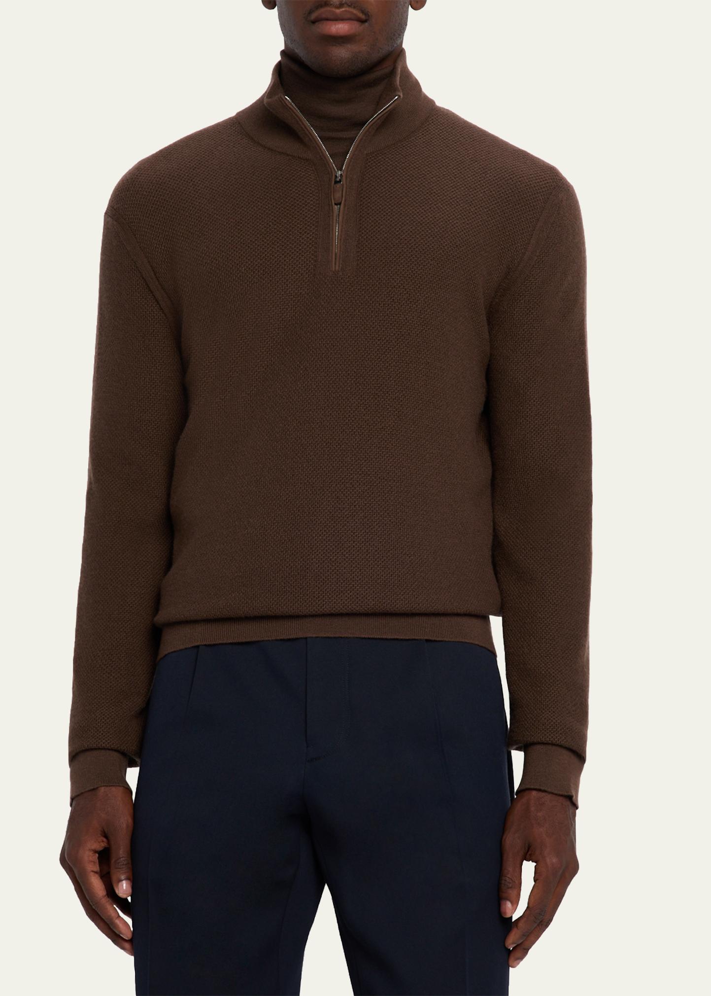 ZEGNA Men's Cashmere Waffle-Knit Quarter-Zip Sweater - Bergdorf