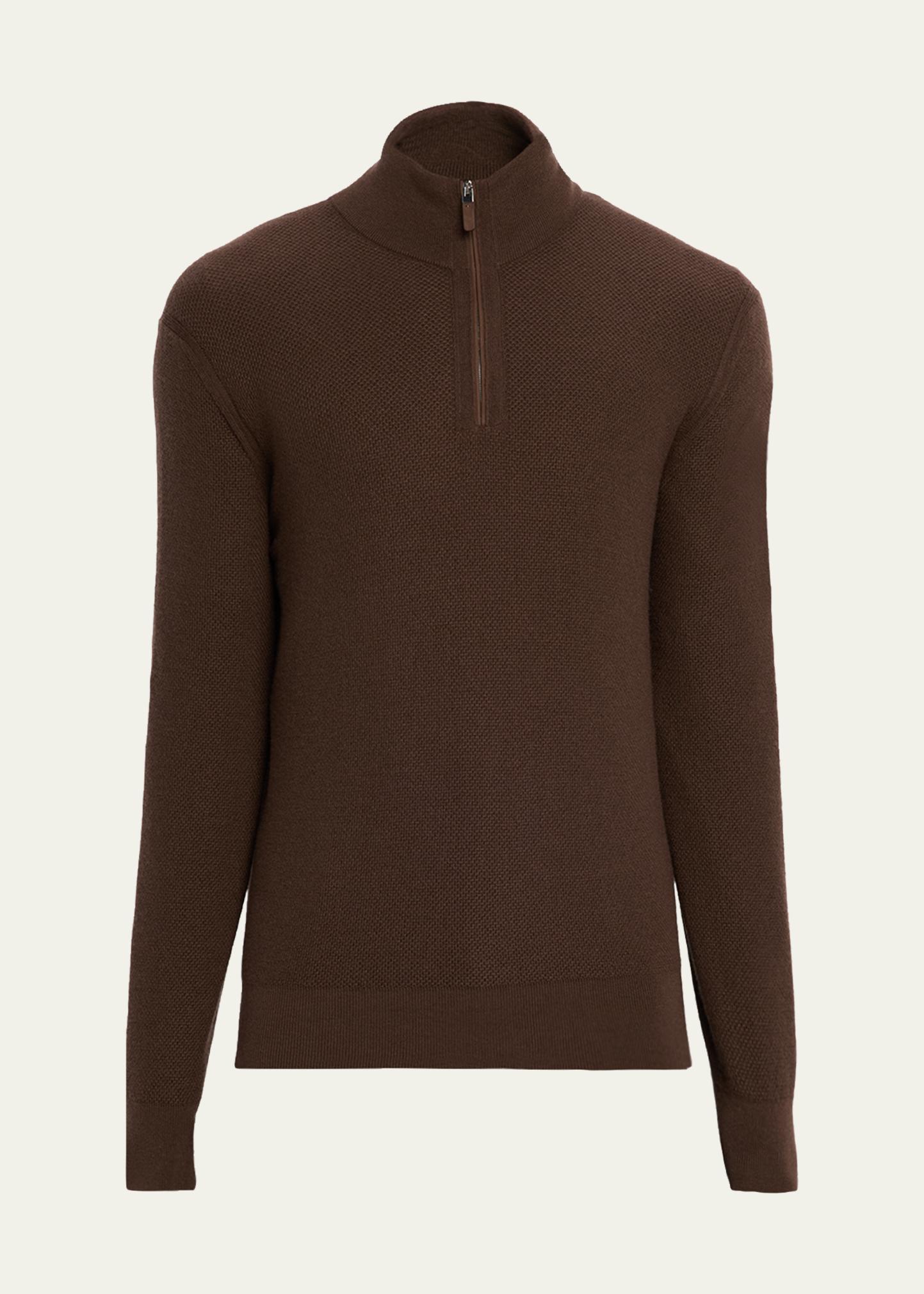 ZEGNA Men's Cashmere Waffle-Knit Quarter-Zip Sweater - Bergdorf