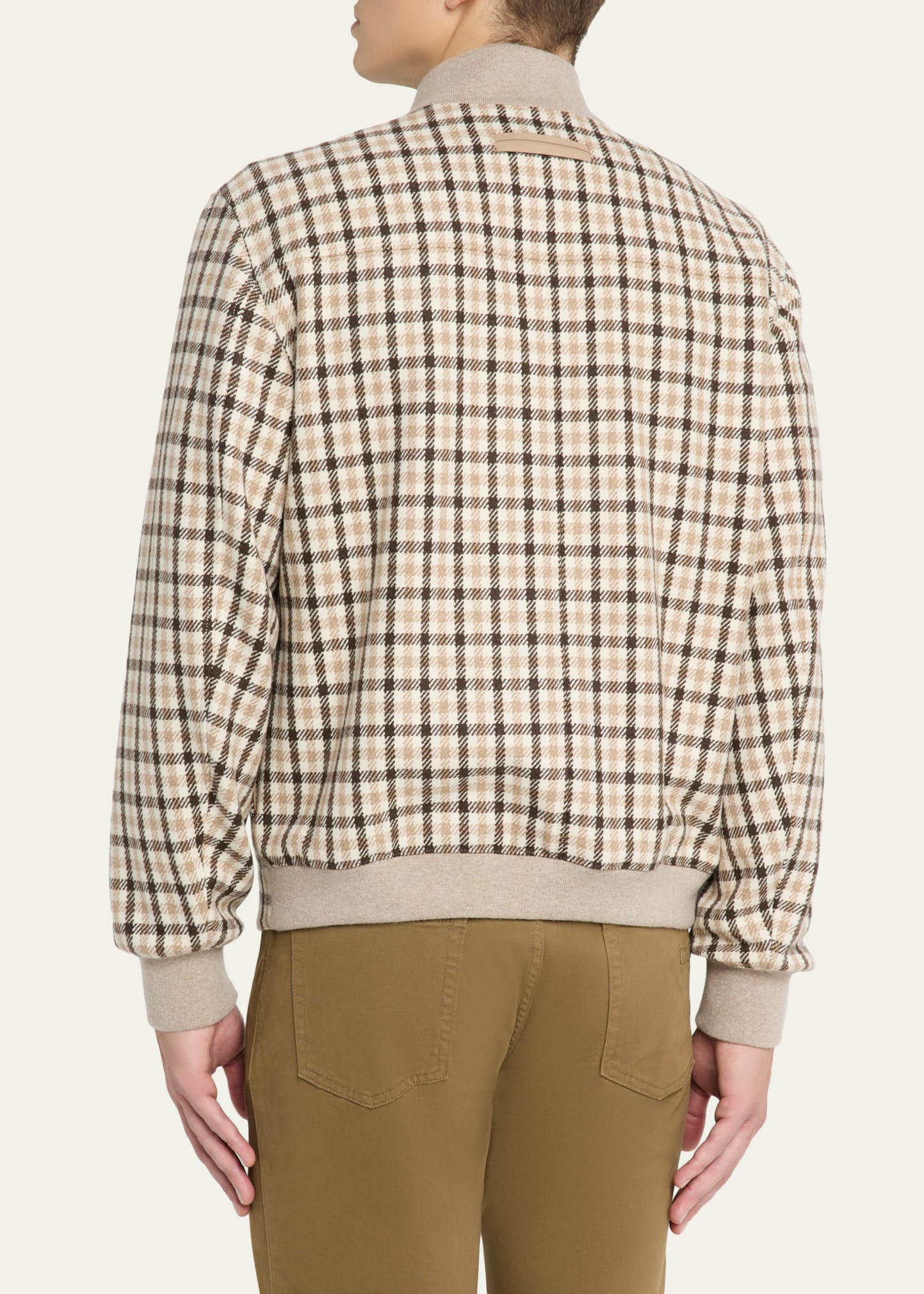ZEGNA Men's Cashmere Check Hidden-Zip Chore Jacket - Bergdorf Goodman