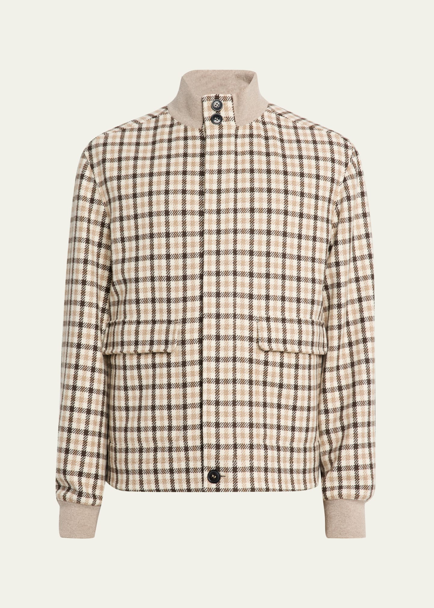 ZEGNA Men's Cashmere Check Hidden-Zip Chore Jacket - Bergdorf Goodman
