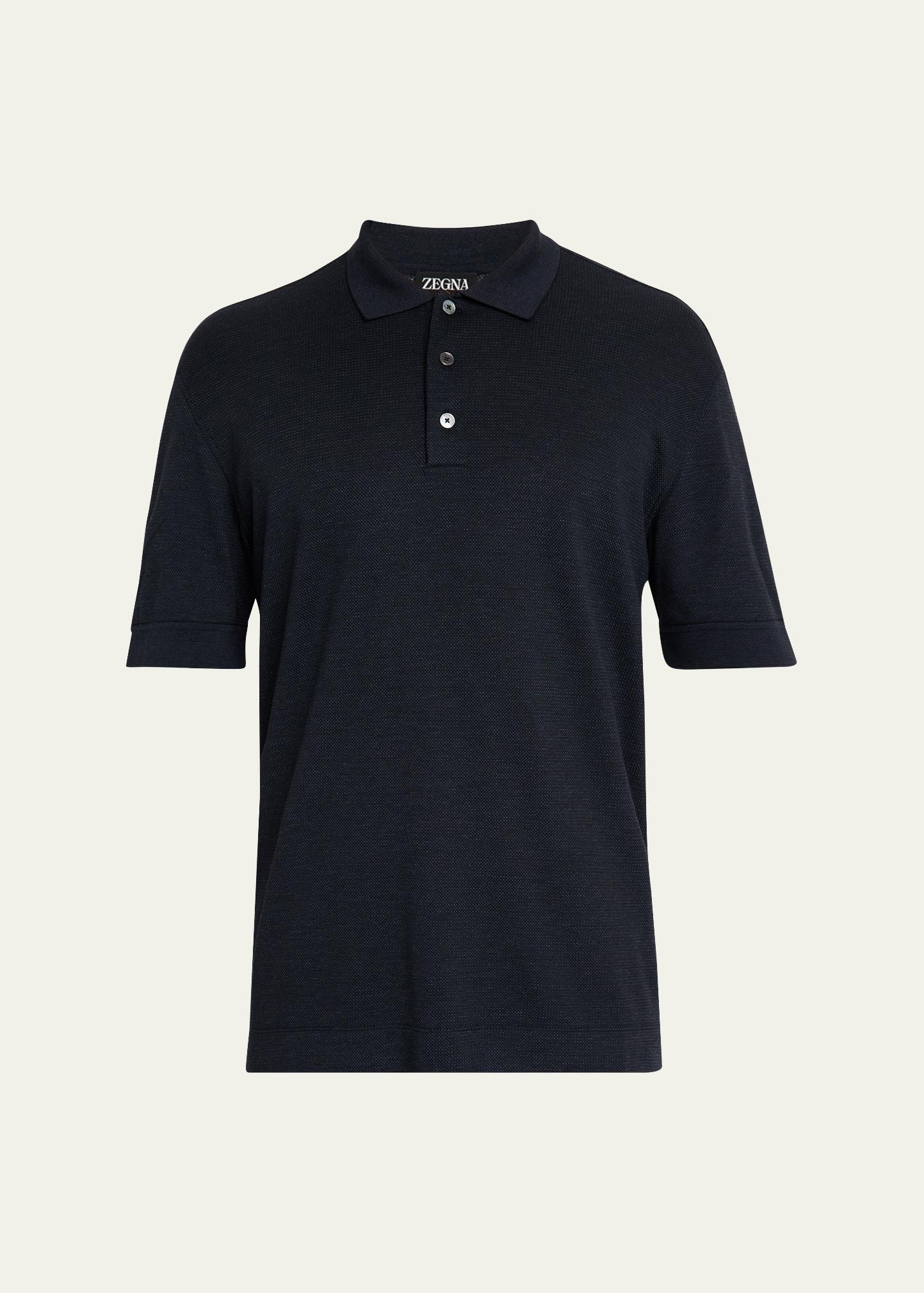 Zegna Men's Cotton and Silk Tipped Polo Shirt