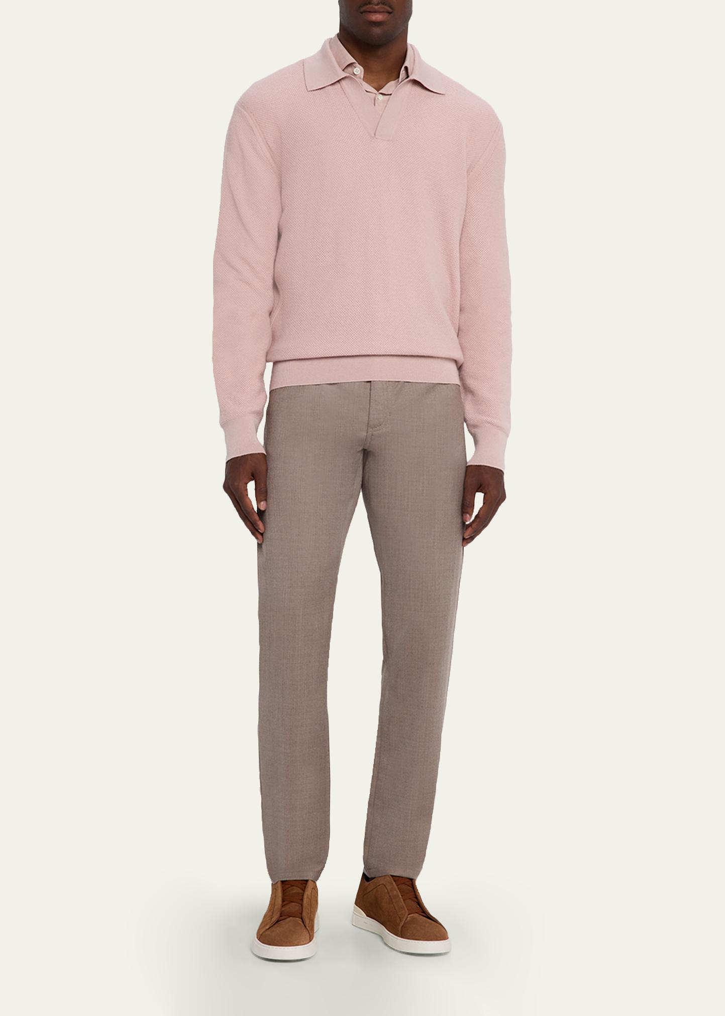 ZEGNA 남성 울 샤크스킨 슬림 팬츠