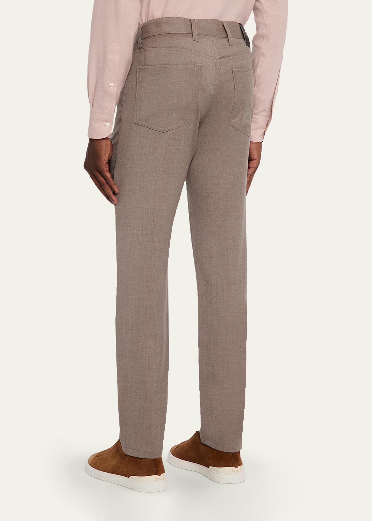 ZEGNA 남성 울 샤크스킨 슬림 팬츠