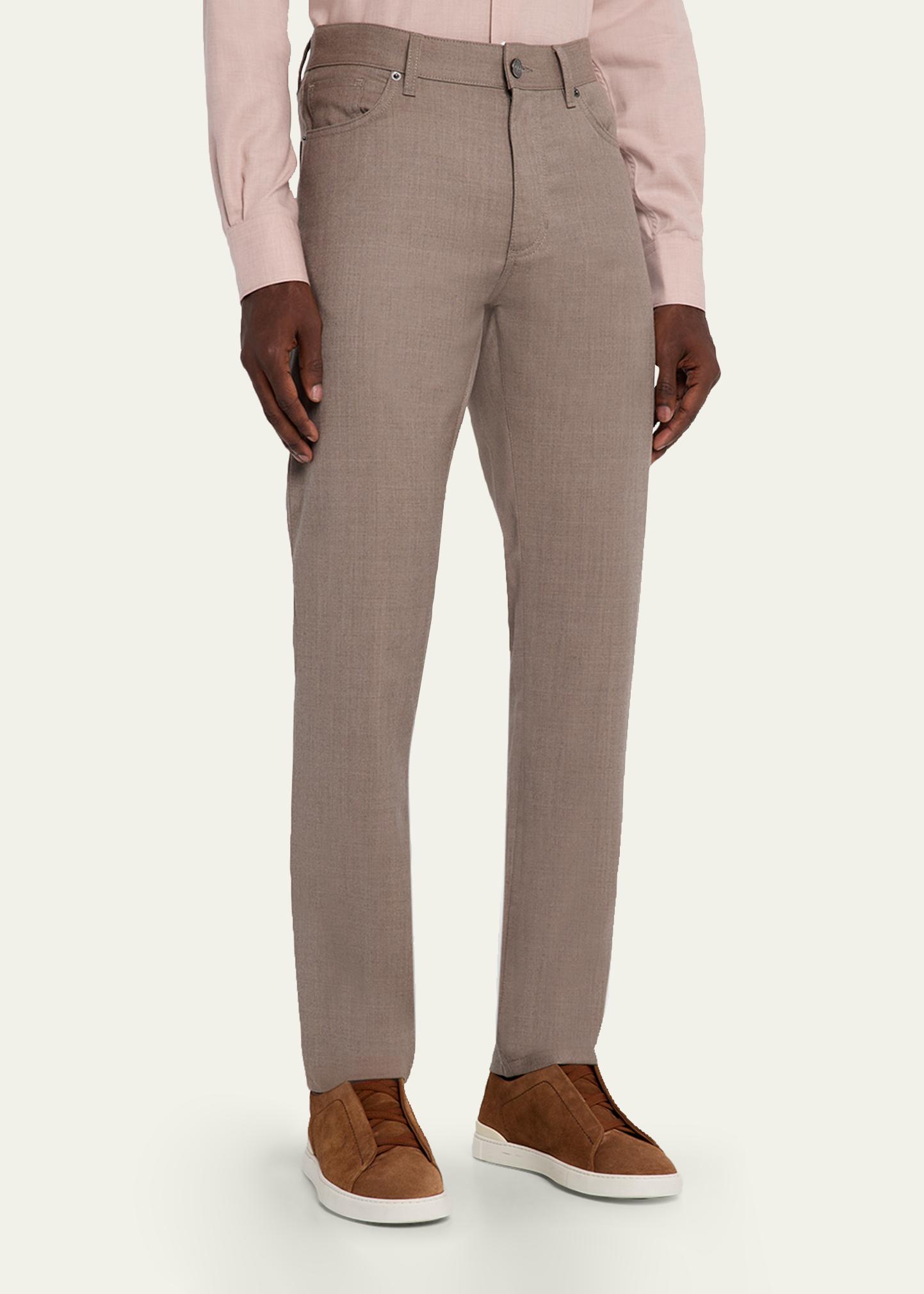 ZEGNA 남성 울 샤크스킨 슬림 팬츠