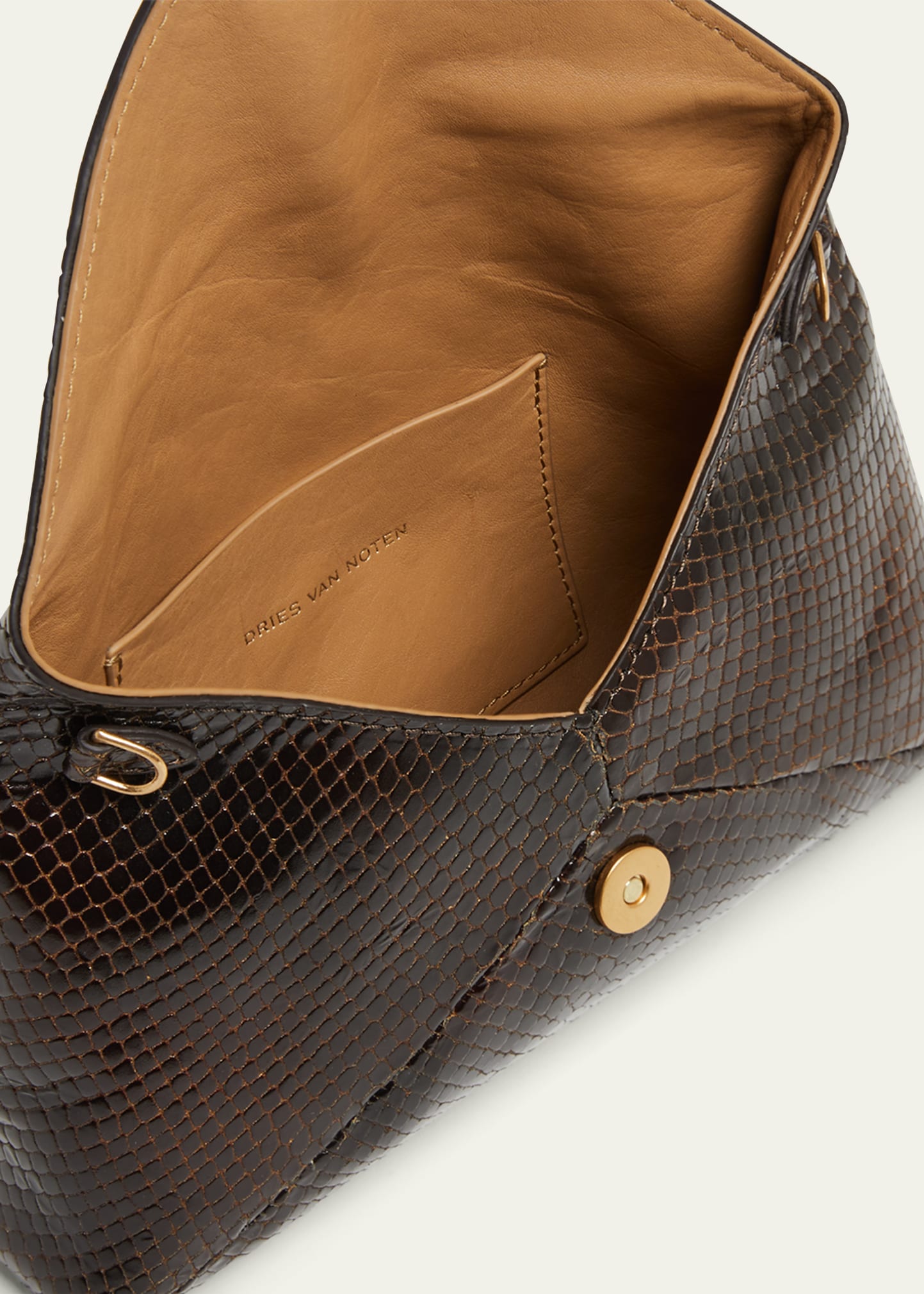 Dries Van Noten Small Embossed Leather Envelope Clutch Bag