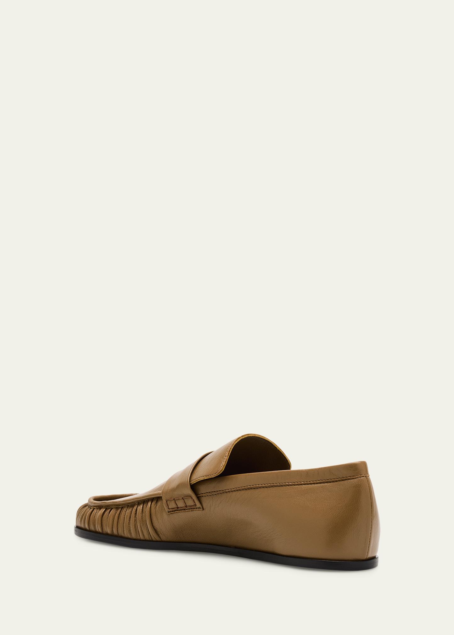 Jil Sander Wrinkled Leather Square-Toe Loafers - Bergdorf  display picture 2