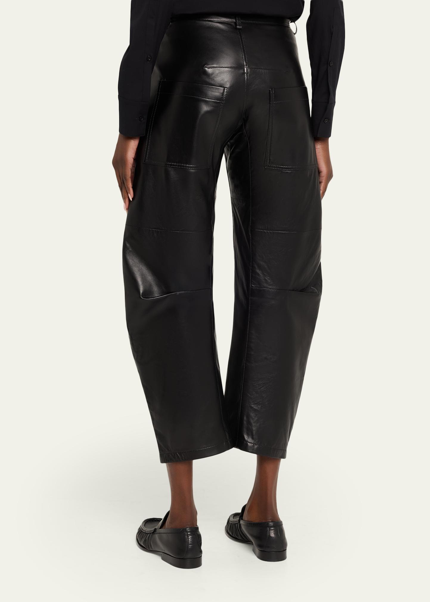 Nili Lotan Shon Leather Barrel-Leg Ankle Pants - Bergdorf Goodman