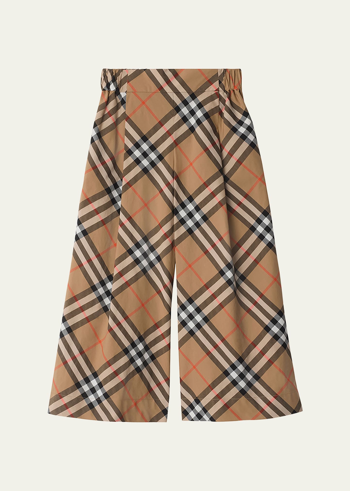 Burberry Girl's Maya Cotton Check Wide-Leg Pants, Size 3-14