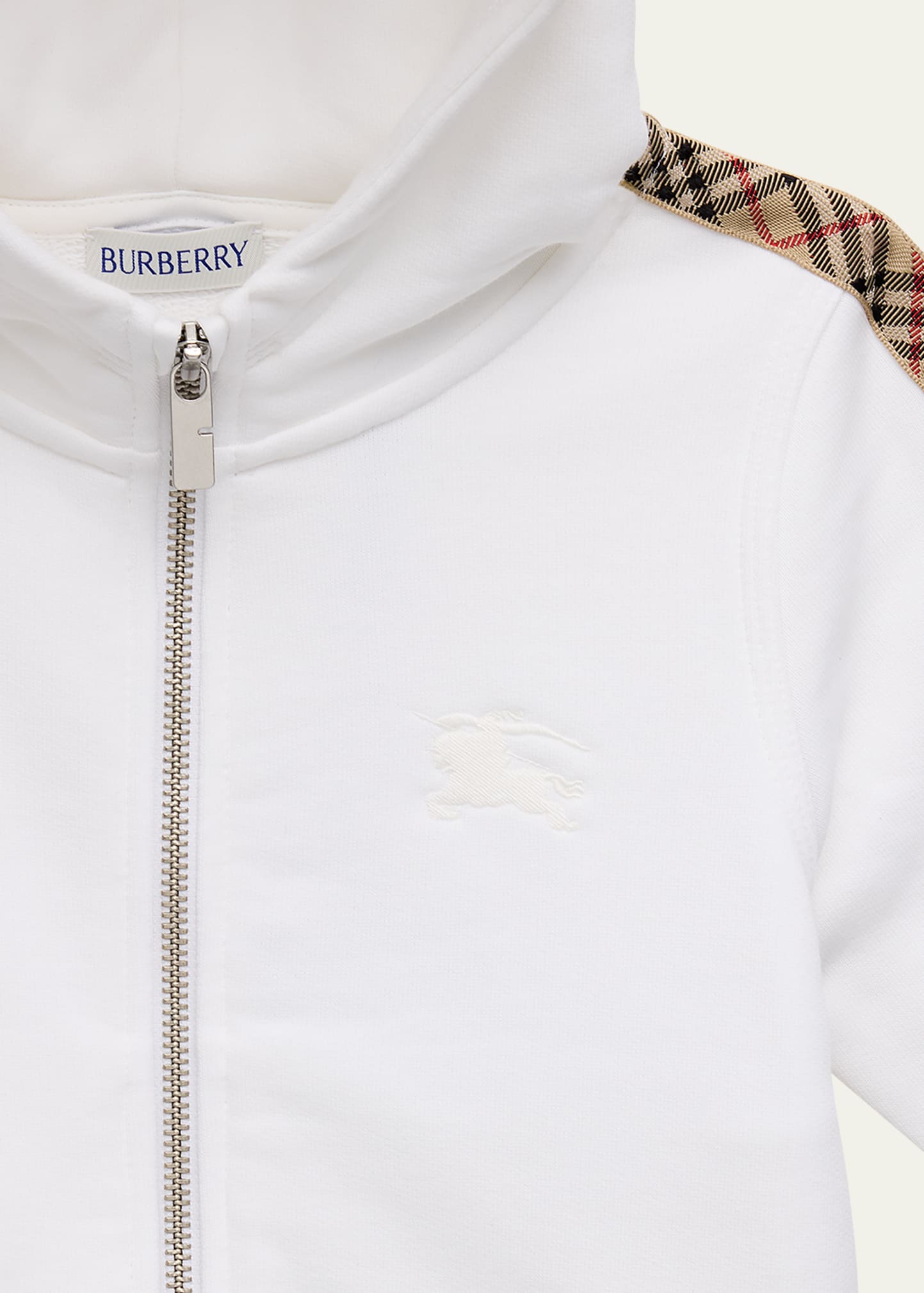 Burberry Girl's Elin Check Tape Zipped Hoodie, Size 3-14