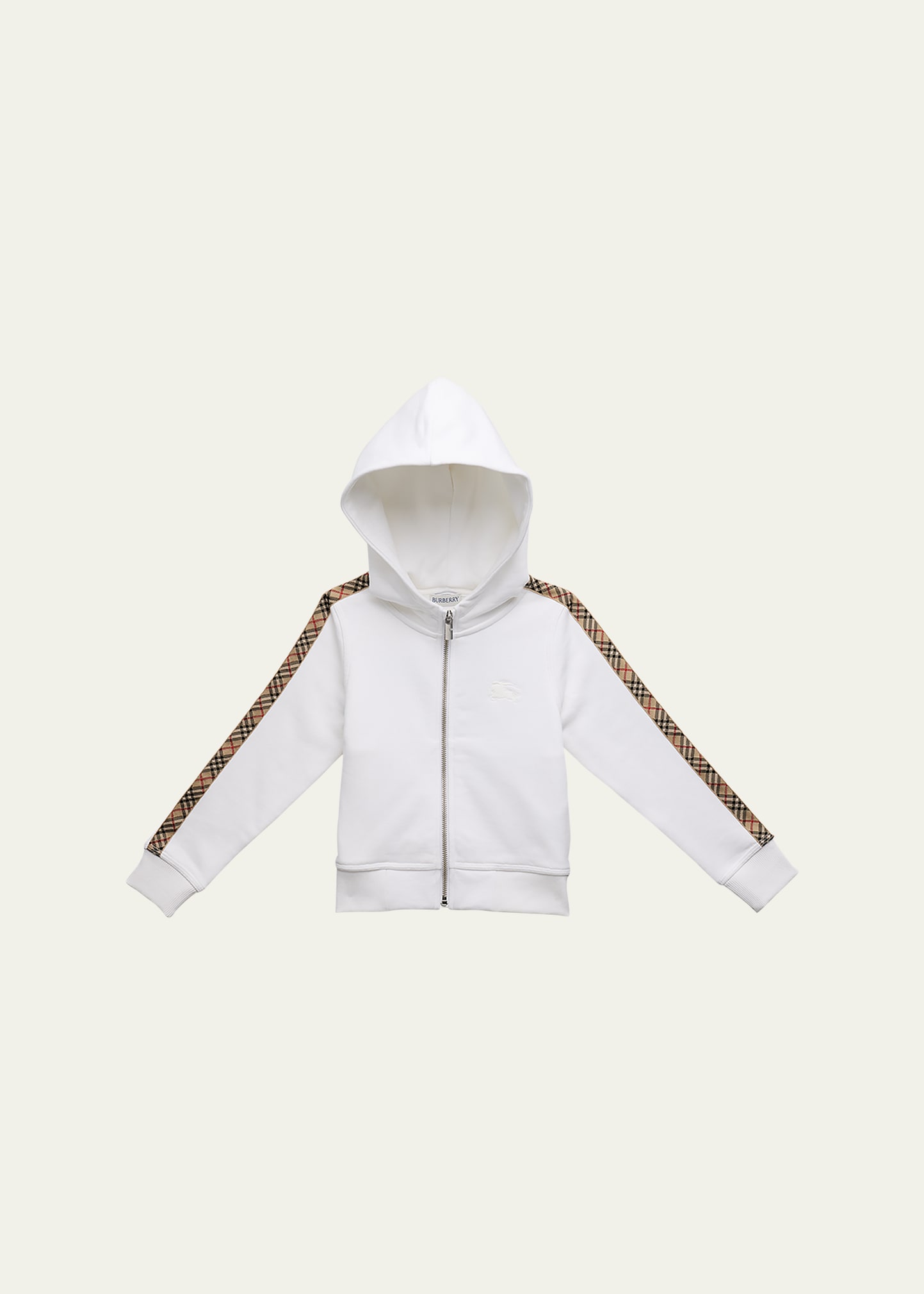 Burberry Girl's Elin Check Tape Zipped Hoodie, Size 3-14