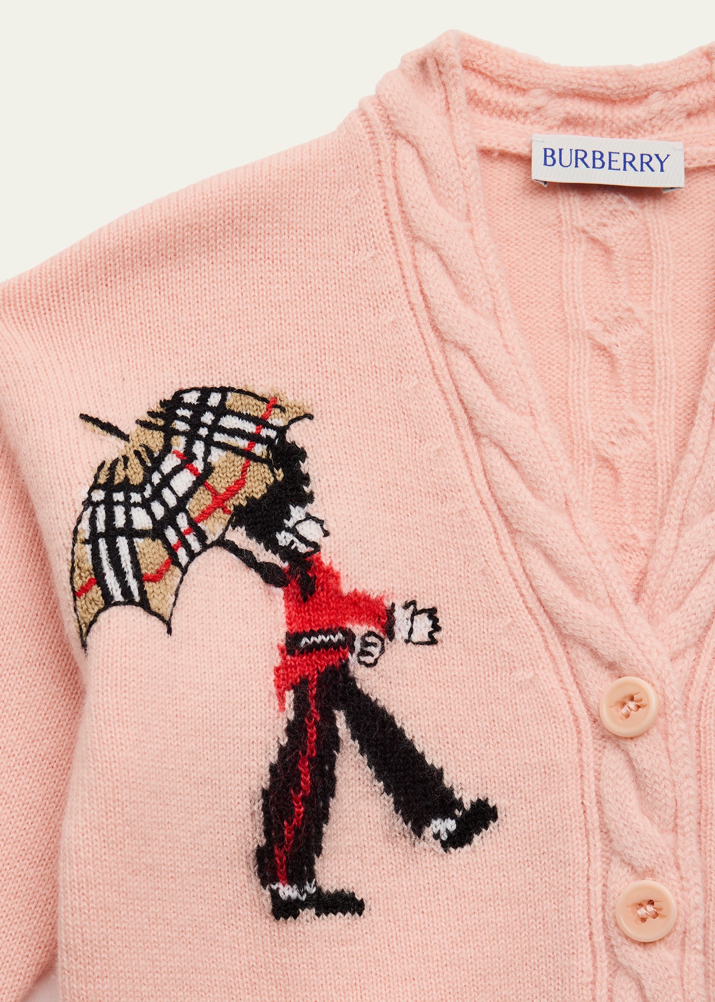 Burberry Girl's Romie Soldier-Intarsia Knit Cardigan, Size Newborn