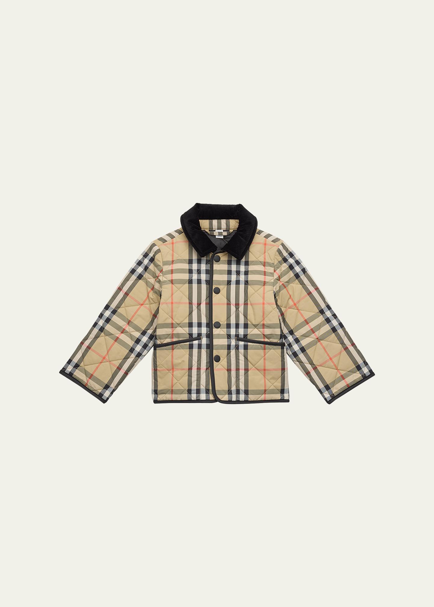 Burberry Boy's Milo Check Quilted Jacket, Size 12M-2T - Bergdorf