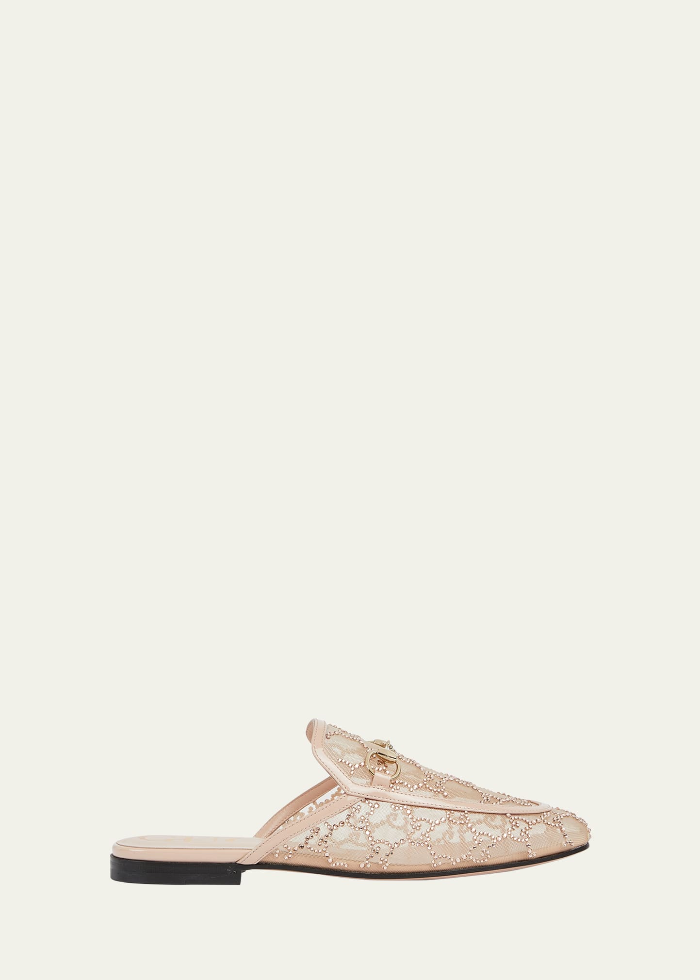 Gucci Princetown Crystal GG Mesh Mules - Bergdorf Goodman