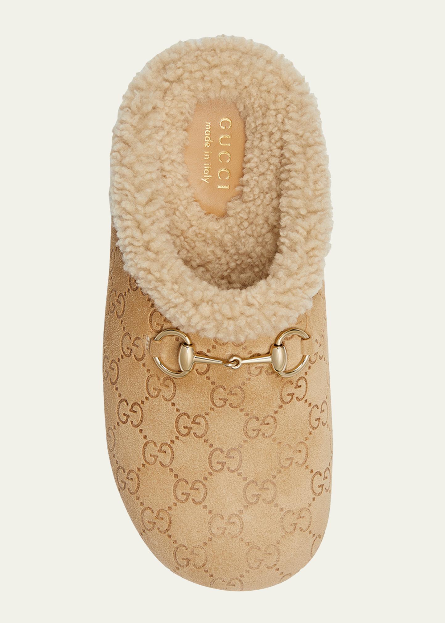 NIB Authentic Gucci GG Wool Mules GUCCI Horsebit-embellished printed denim mules | NET-A-PORTER main image 3