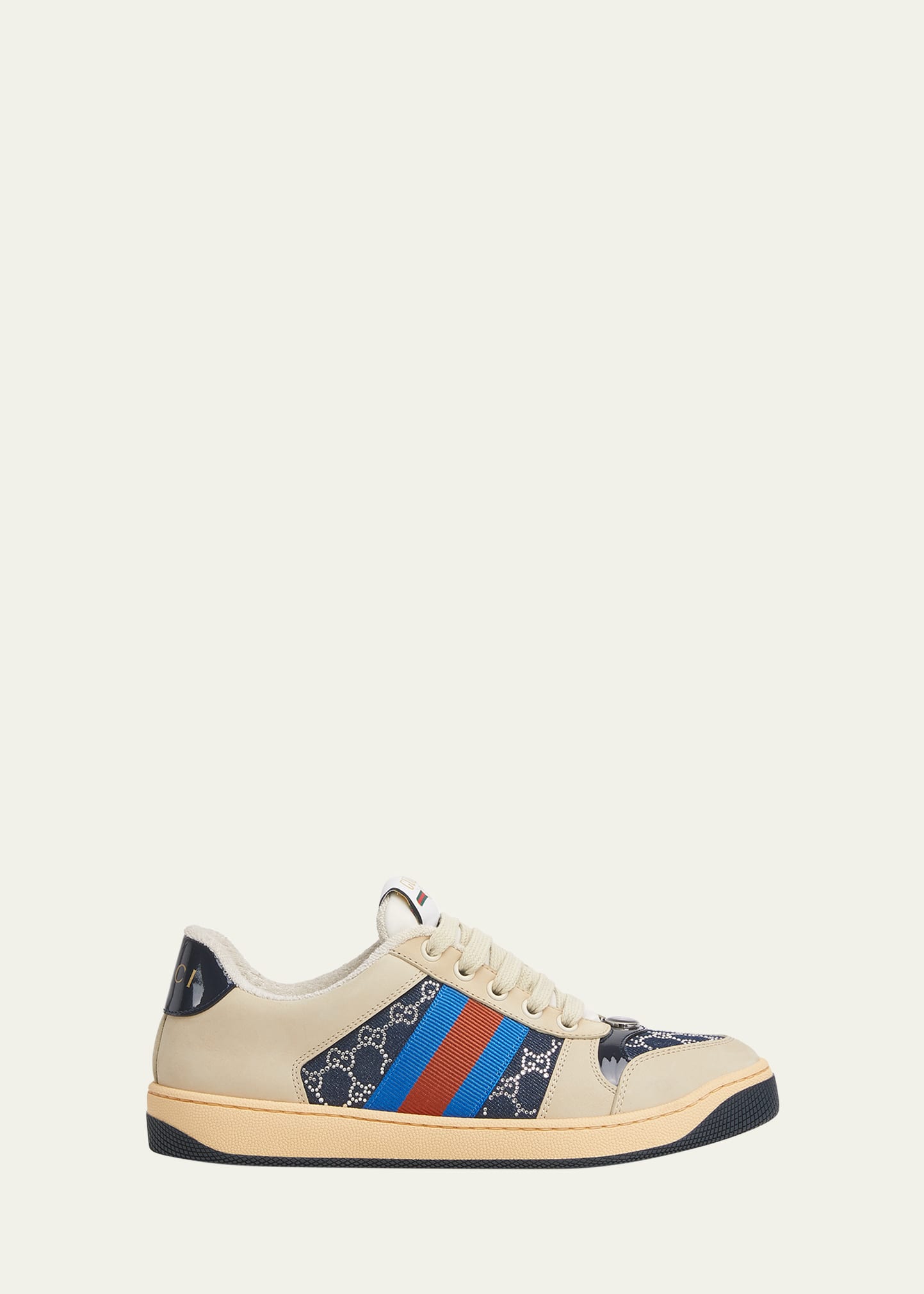 Gucci Crystal GG Denim Screener Low-Top Sneakers - Bergdorf Goodman