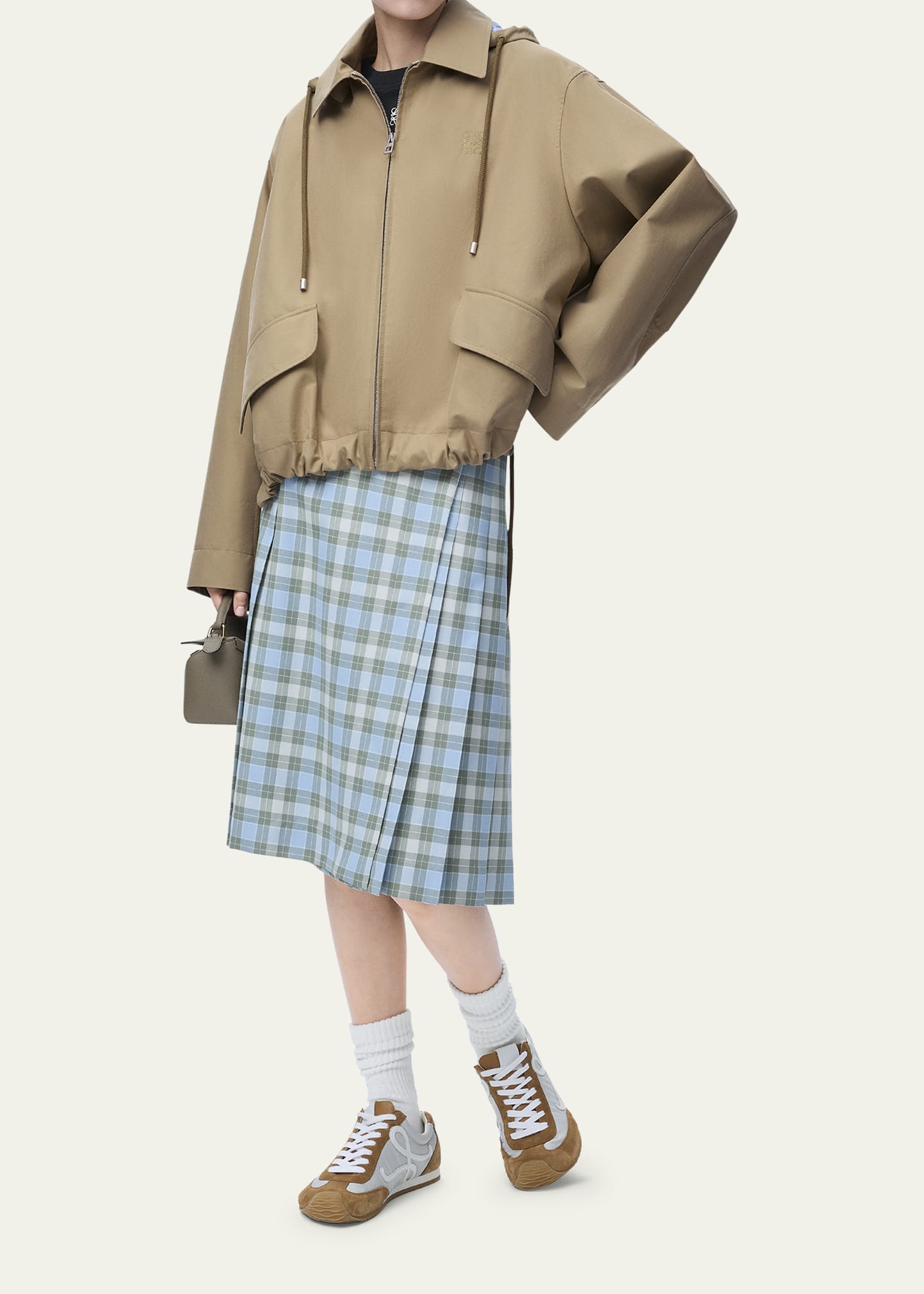 Loewe Striped Lining Slit-Back Hooded Jacket - Bergdorf Goodman