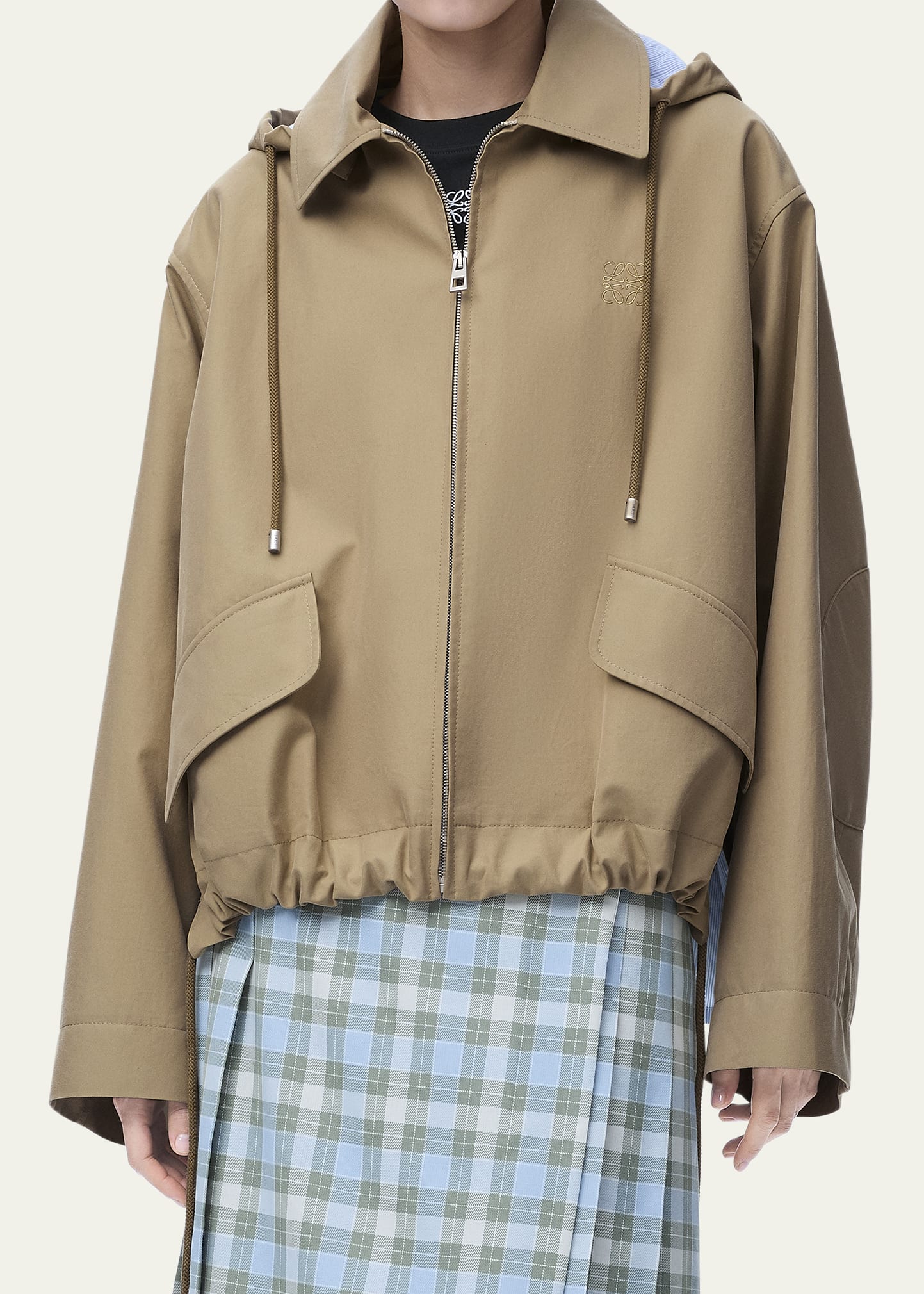 Loewe Striped Lining Slit-Back Hooded Jacket - Bergdorf Goodman