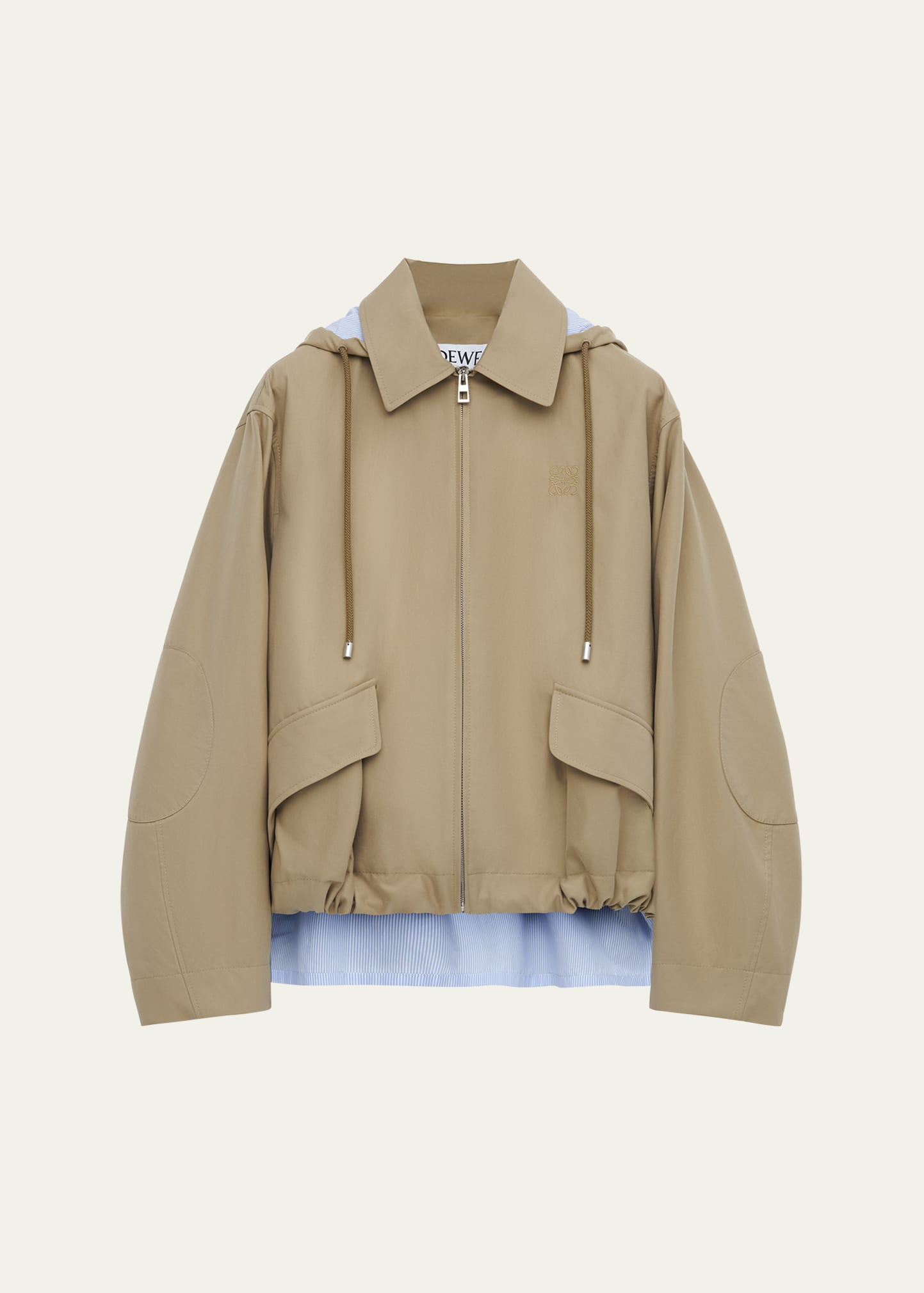Loewe Striped Lining Slit-Back Hooded Jacket - Bergdorf Goodman