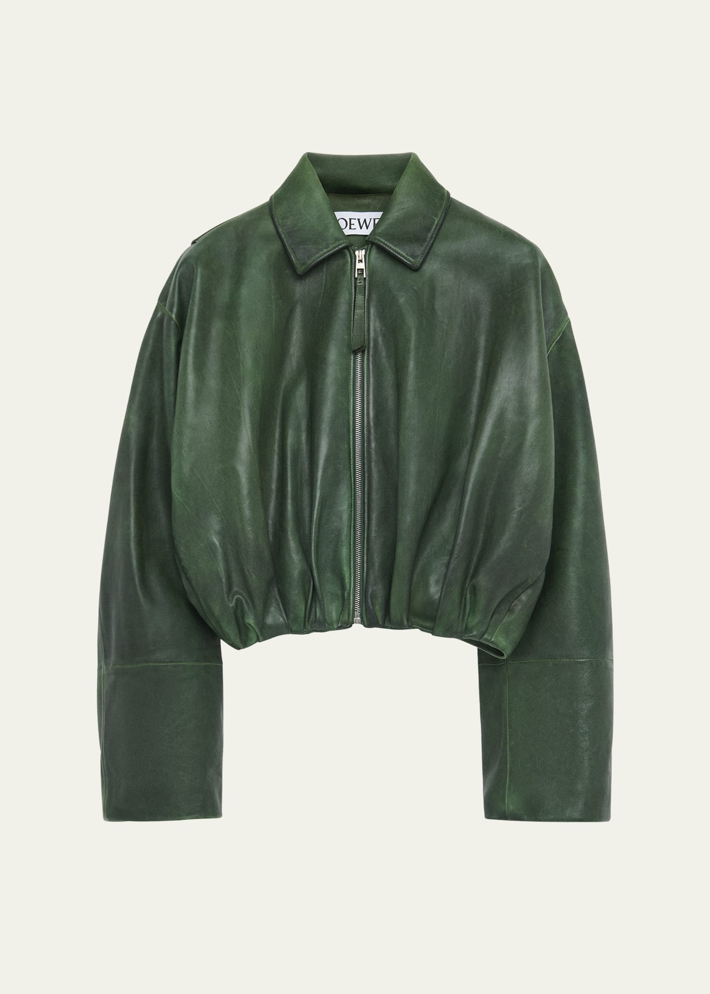 Loewe Draped Leather Bomber Jacket - Bergdorf Goodman