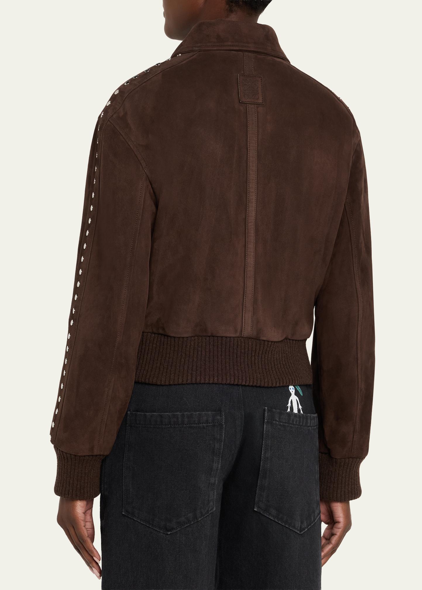 Loewe Studded Suede Bomber Jacket - Bergdorf Goodman