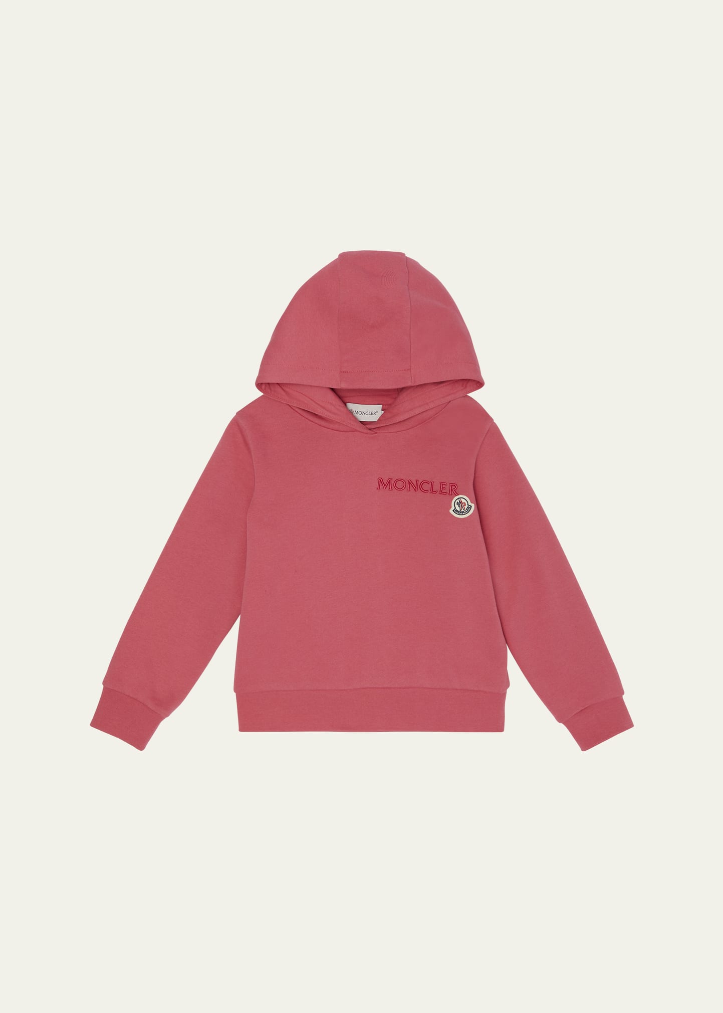 Moncler Girl's Embroidered Logo Appliqué Hoodie, Size 4-6