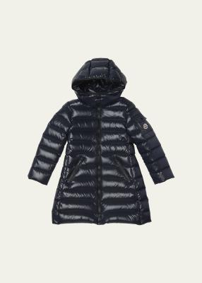 Moncler Girl's Moka Long Down Coat, Size 8-10 - Bergdorf Goodman