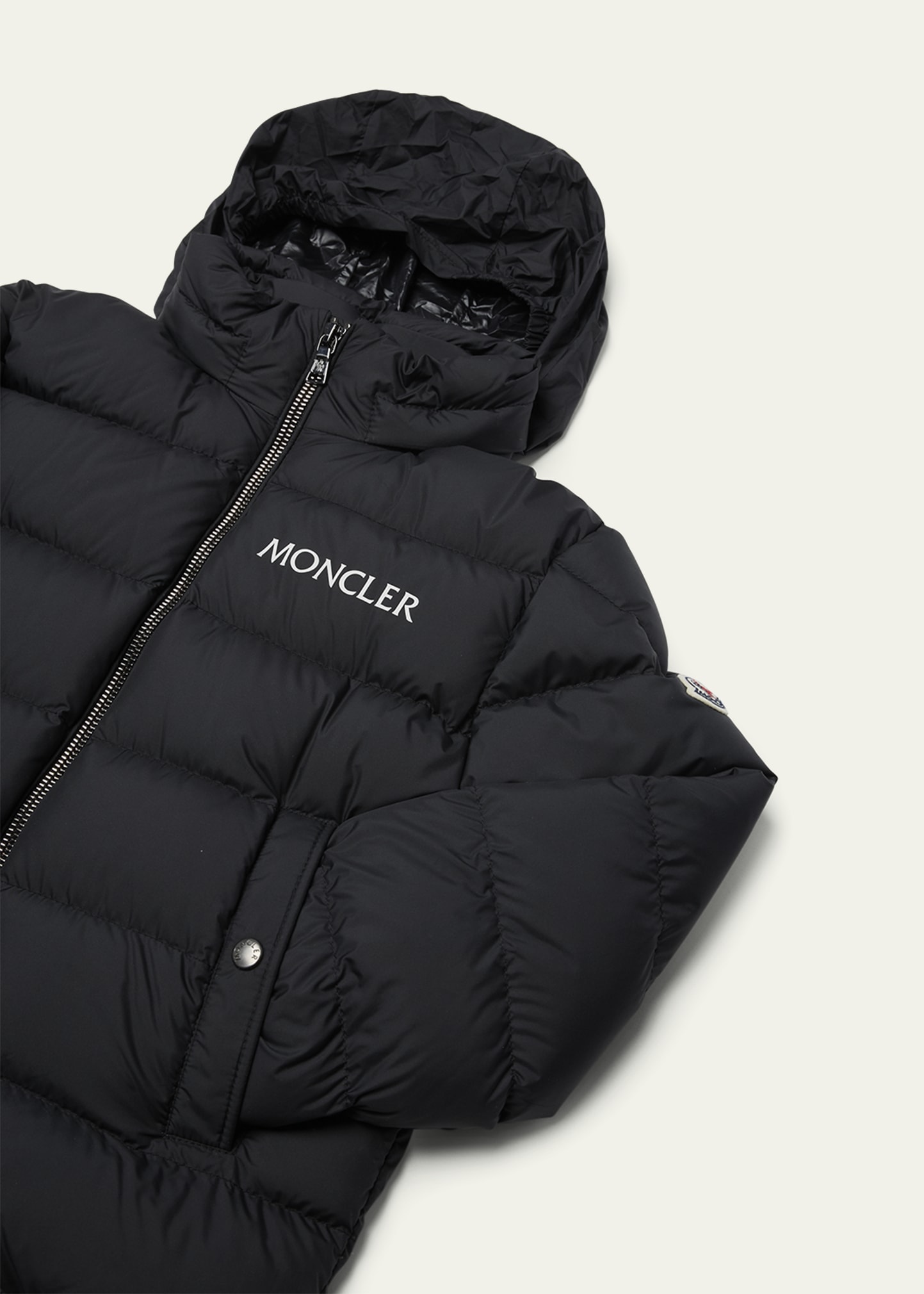 Moncler Boy's Bajan Airsoft Hooded Zip-Front Down Jacket, Size 12