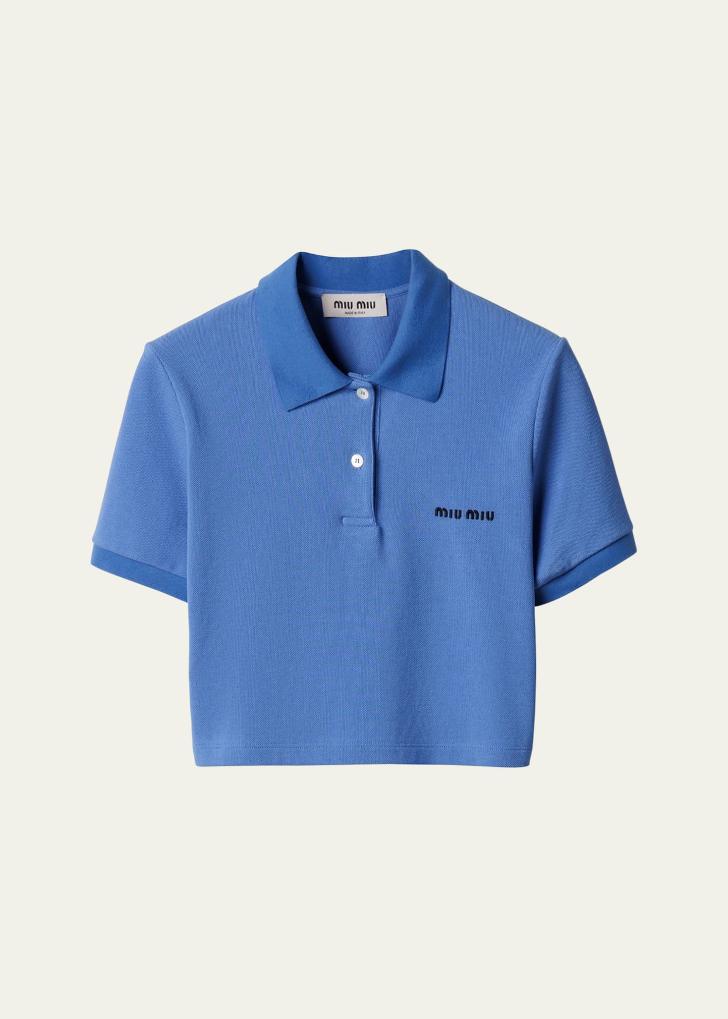 トップス miumiu polo shirt Miu Miu Cotton Pique Short-Sleeve Cropped Polo - Bergdorf Goodman