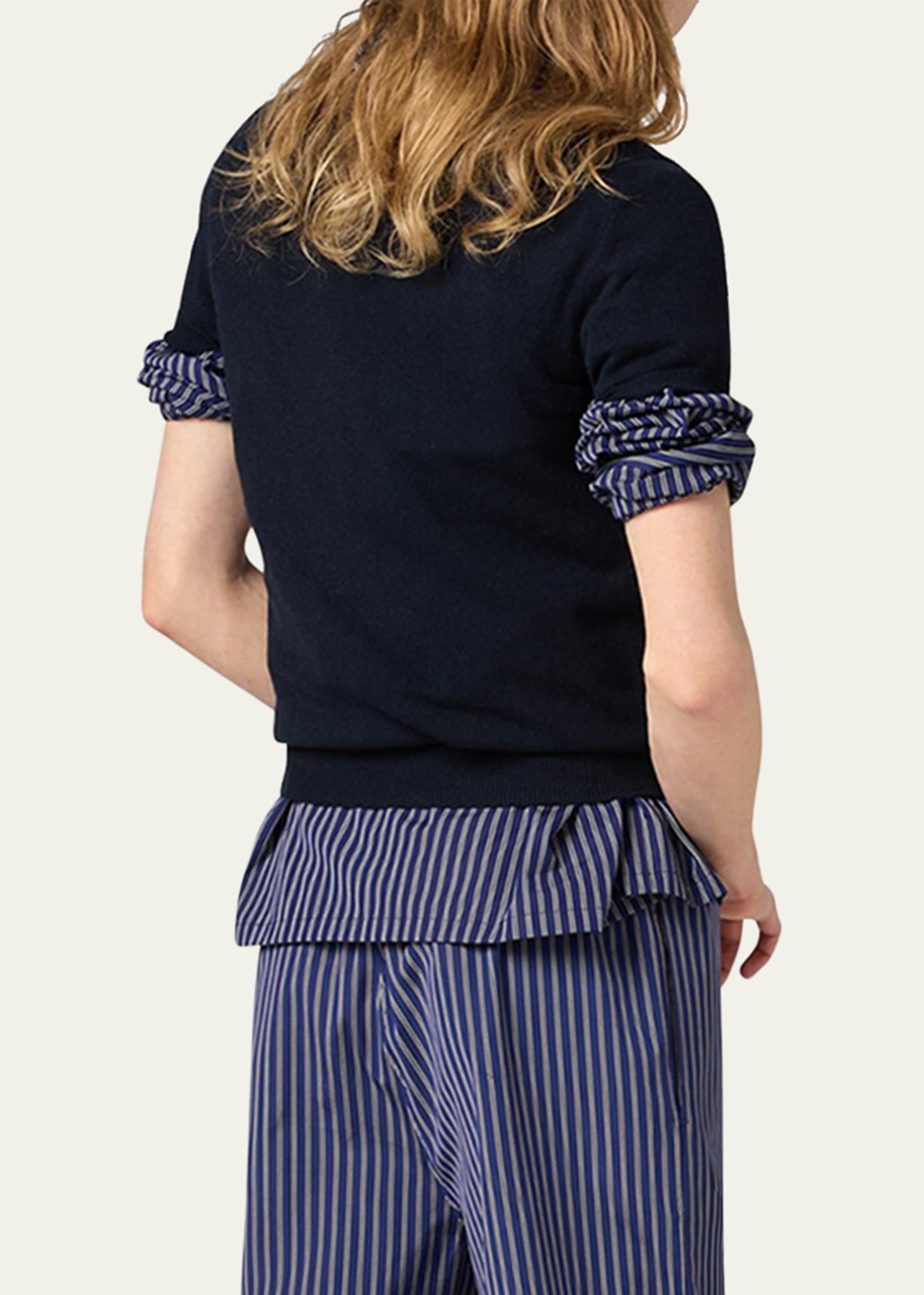 Miu Miu Cashmere Argyle Short-Sleeve Sweater - Bergdorf Goodman