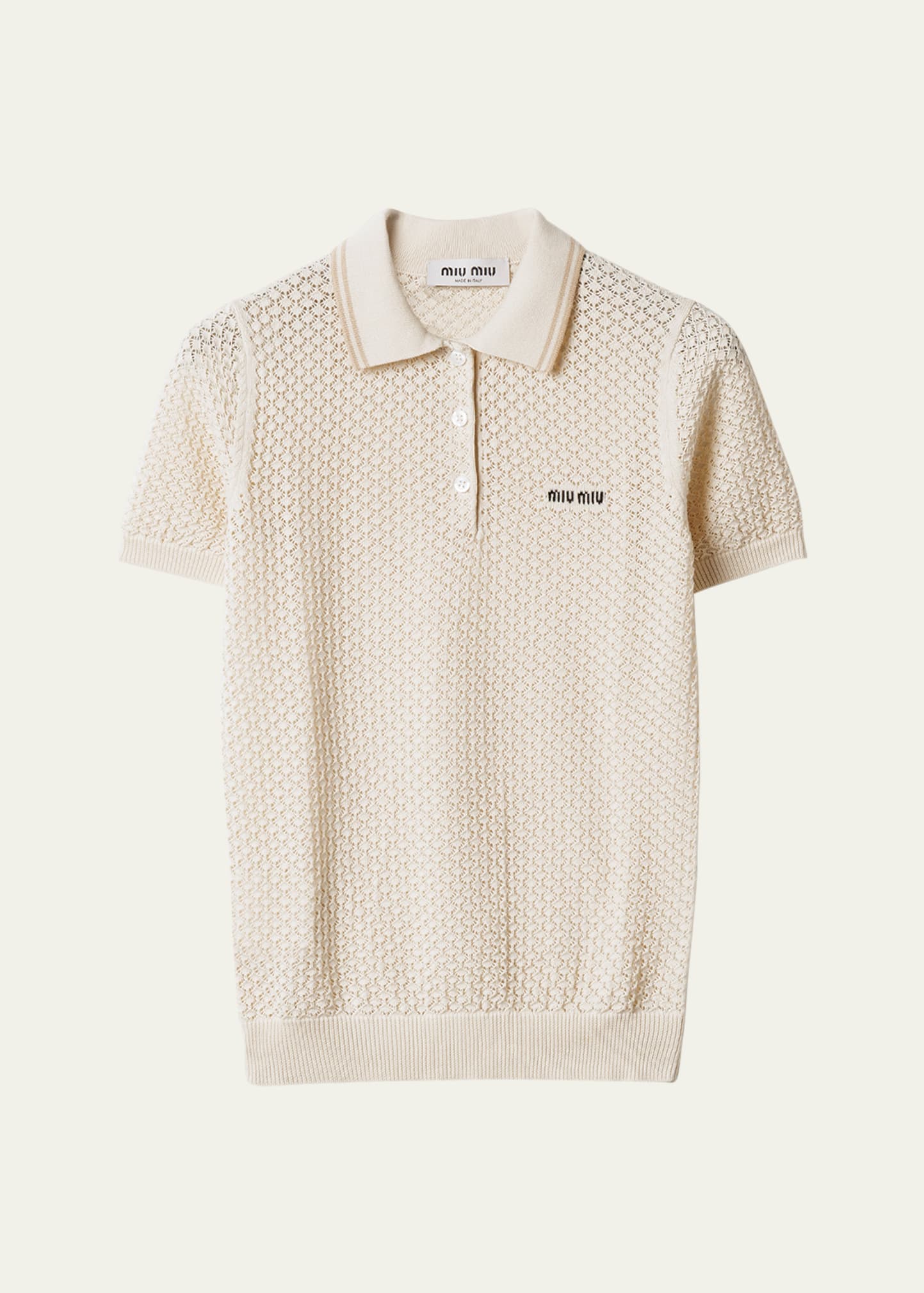 Miu Miu Crochet Cotton Short-Sleeve Polo - Bergdorf Goodman