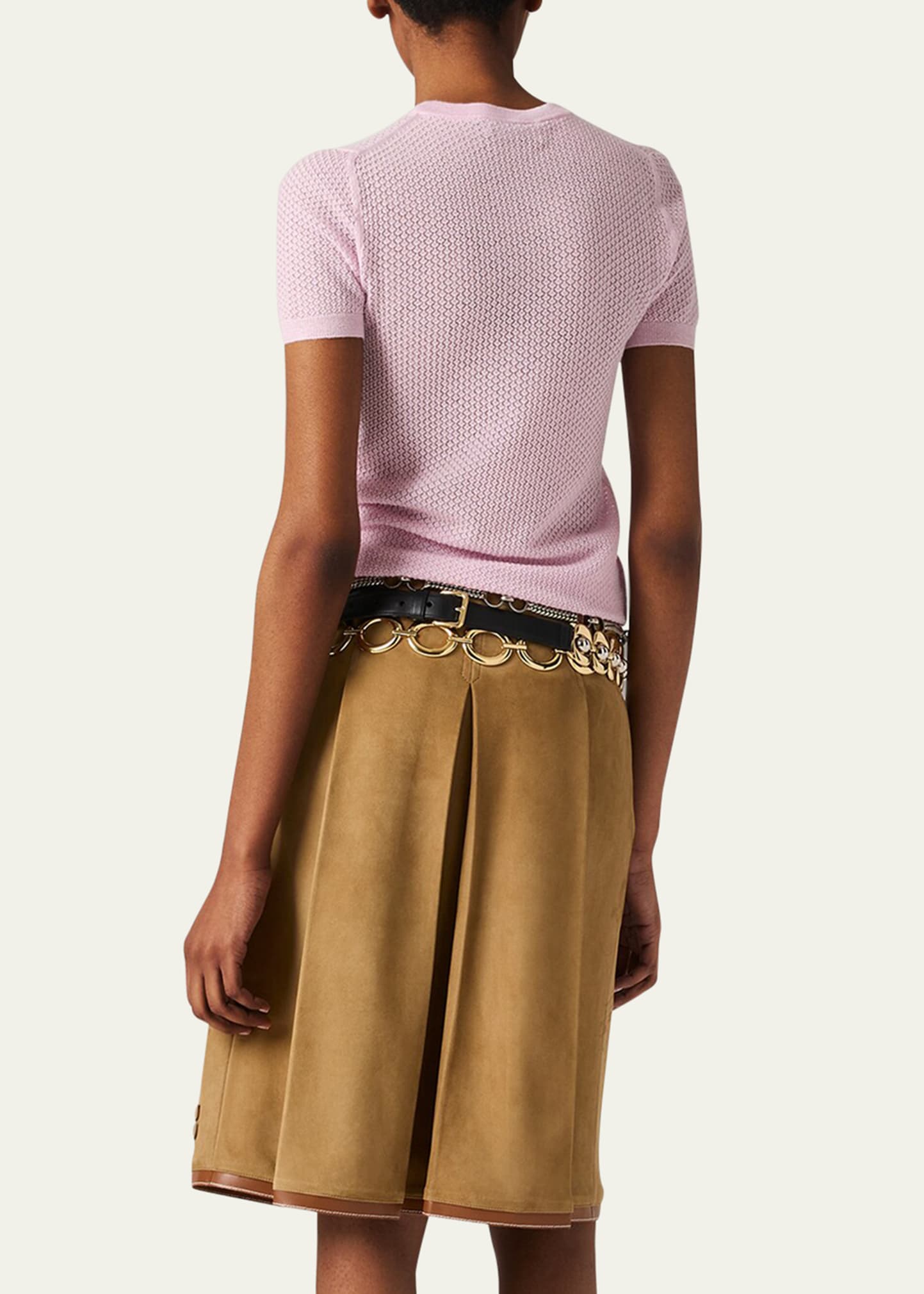Miu Miu Cashmere Lacy Short-Sleeve Sweater - Bergdorf Goodman