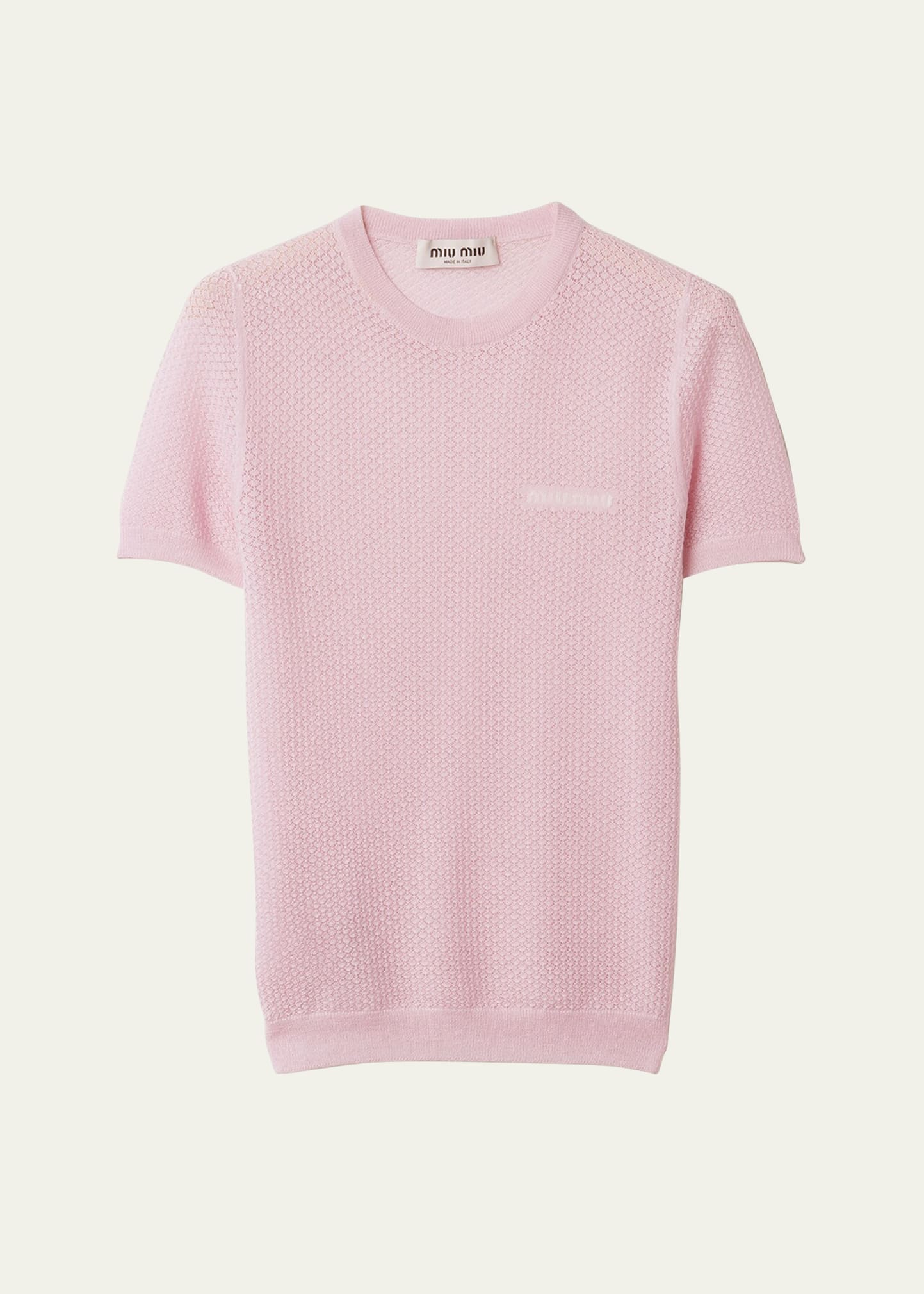 Miu Miu Cashmere Lacy Short-Sleeve Sweater - Bergdorf Goodman