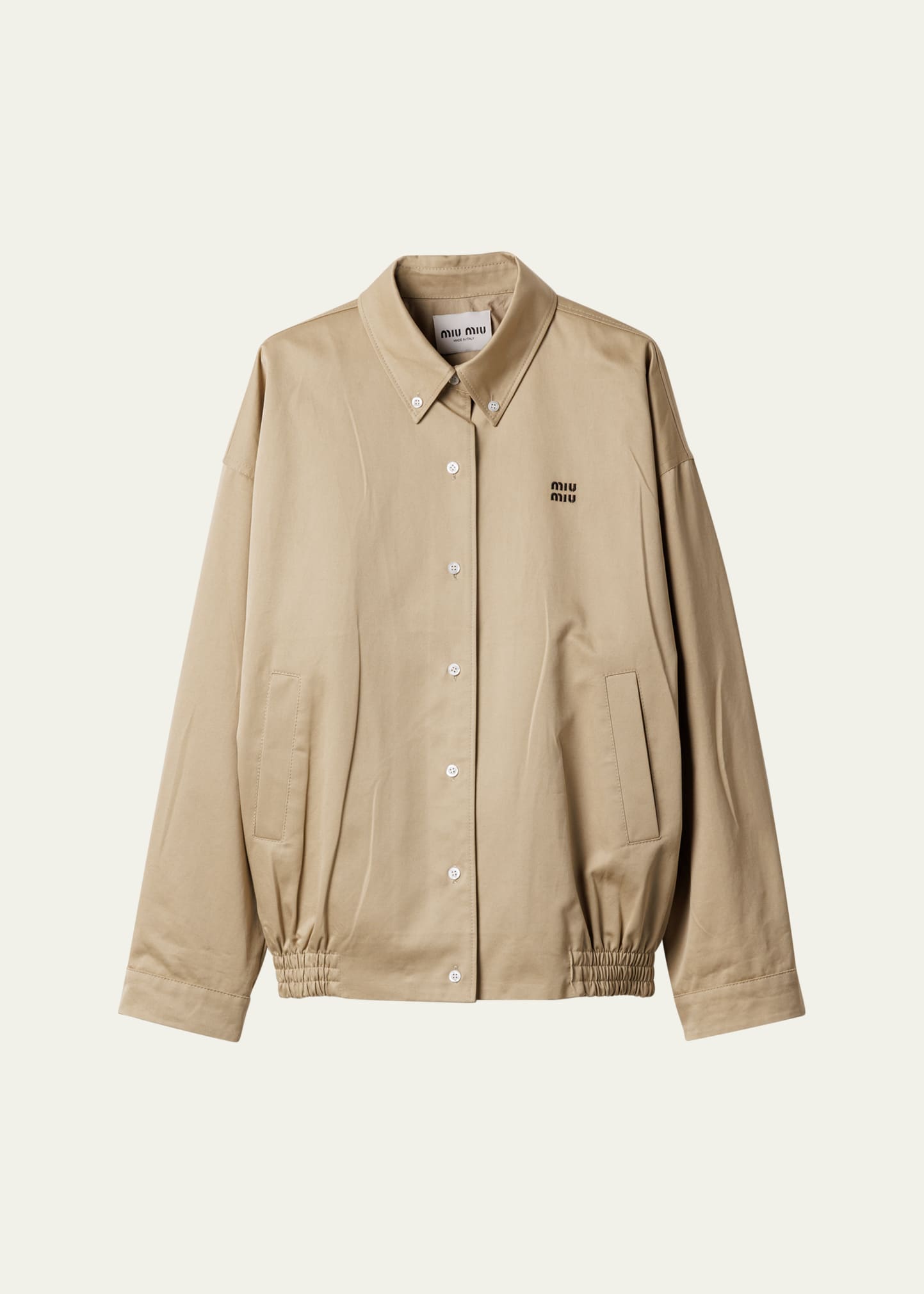 MiuMiu Chino Cloth Blouson Jacket チノクロス ブルゾン ロゴ Miu Miu Chino Cloth Blouson Jacket - Bergdorf Goodman