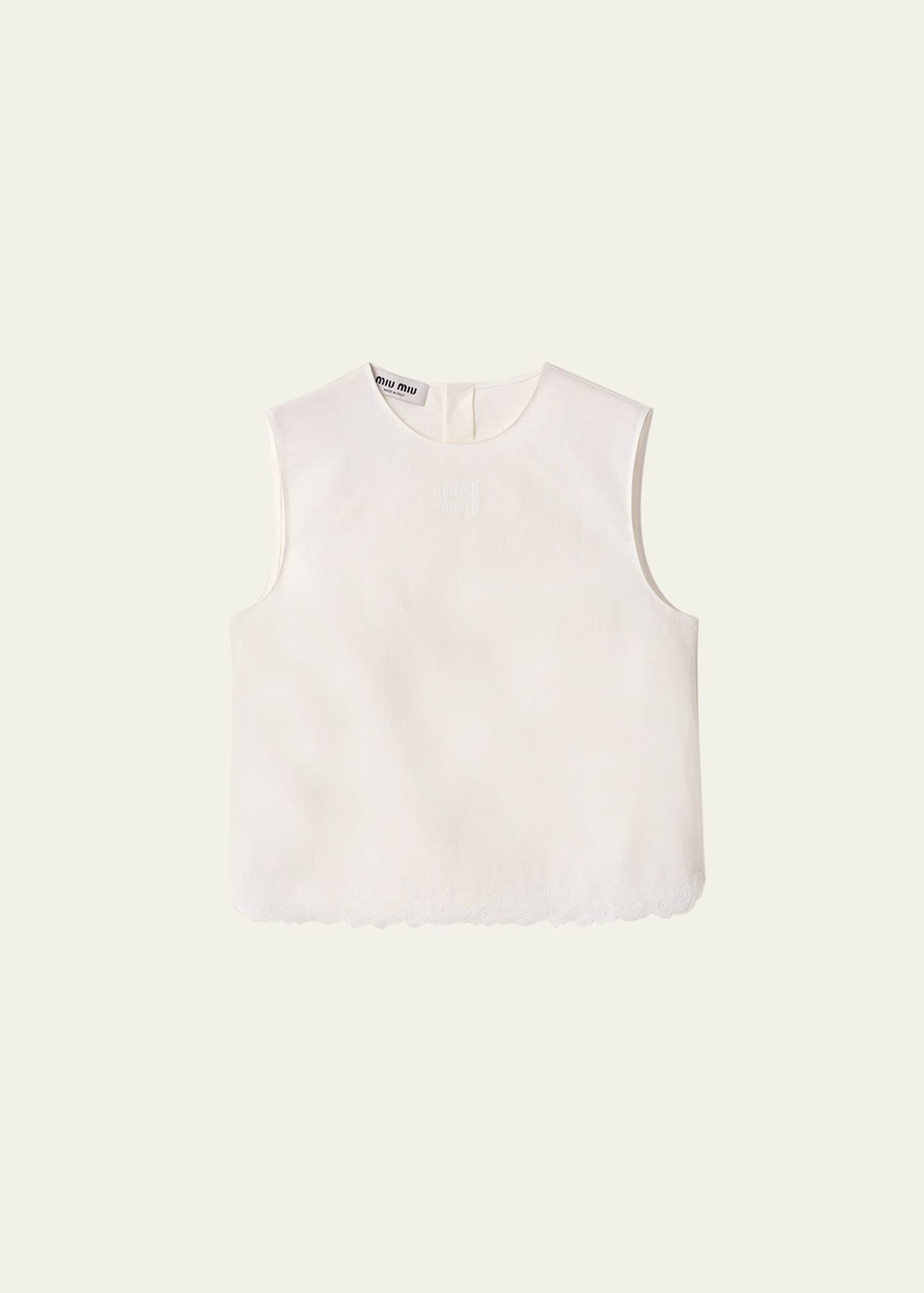 トップス mi Miu Miu Flower Embroidered Canvas Tank Top - Bergdorf Goodman
