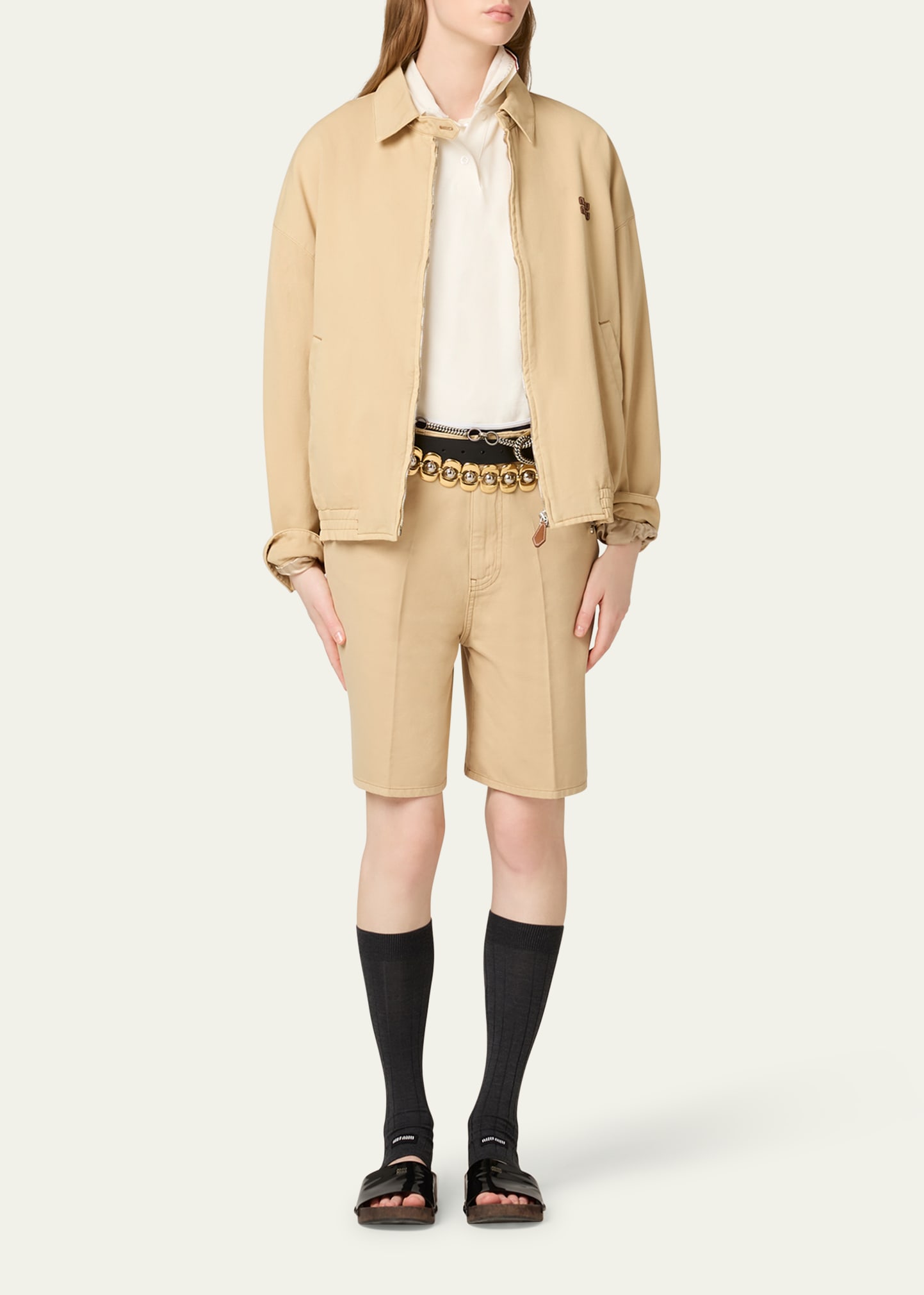 Miu Miu Light Denim Zip Shirt Jacket - Bergdorf Goodman