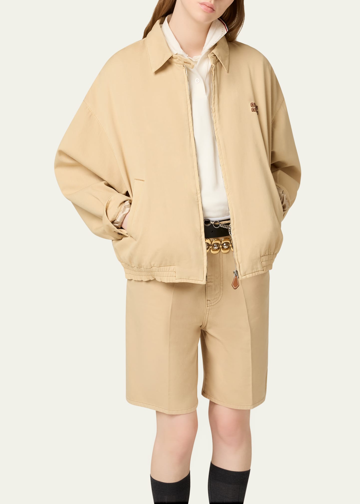 Miu Miu Light Denim Zip Shirt Jacket - Bergdorf Goodman