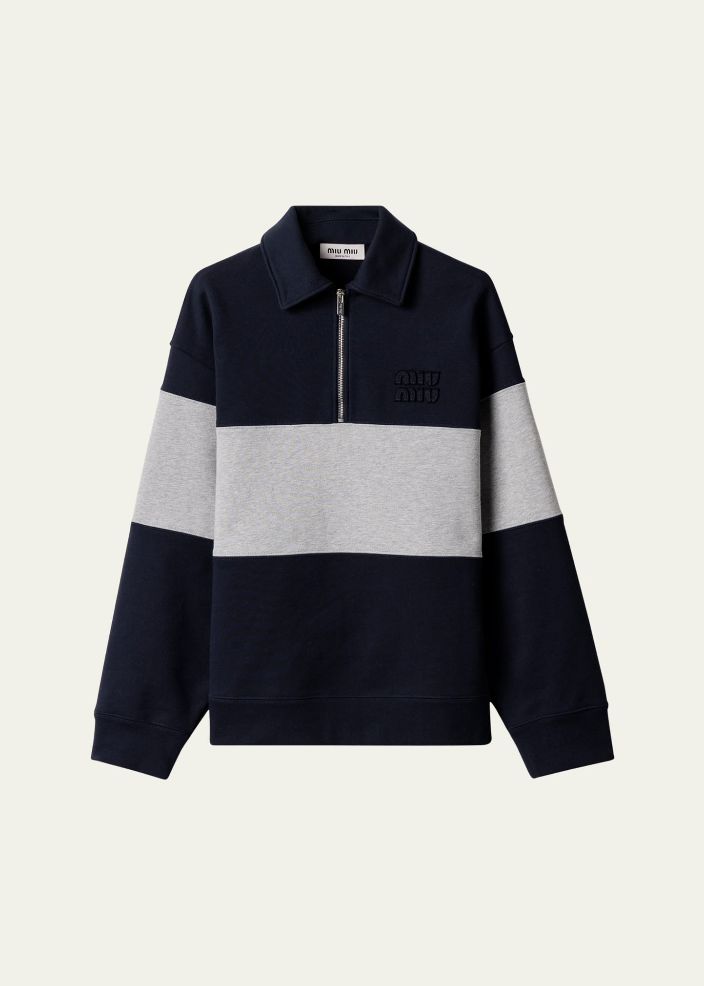 Miu Miu Stripe Quarter-Zip Felpa Polo Shirt - Bergdorf Goodman