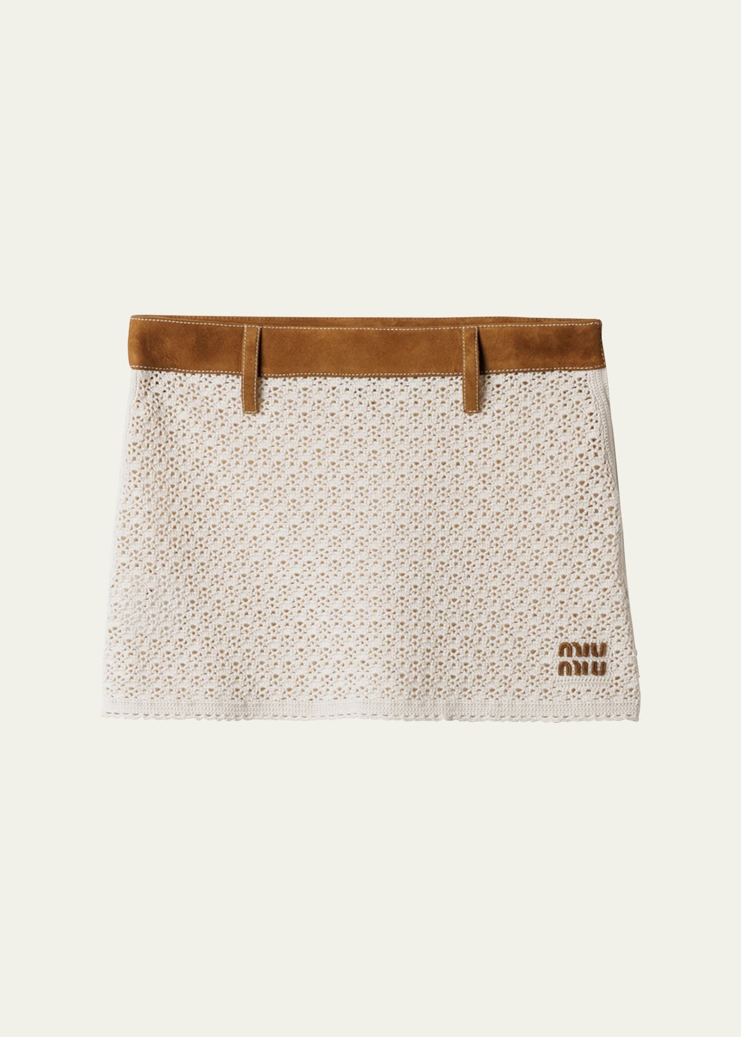 Miu Miu Cotton Crochet Pelle Mini Skirt - Bergdorf Goodman
