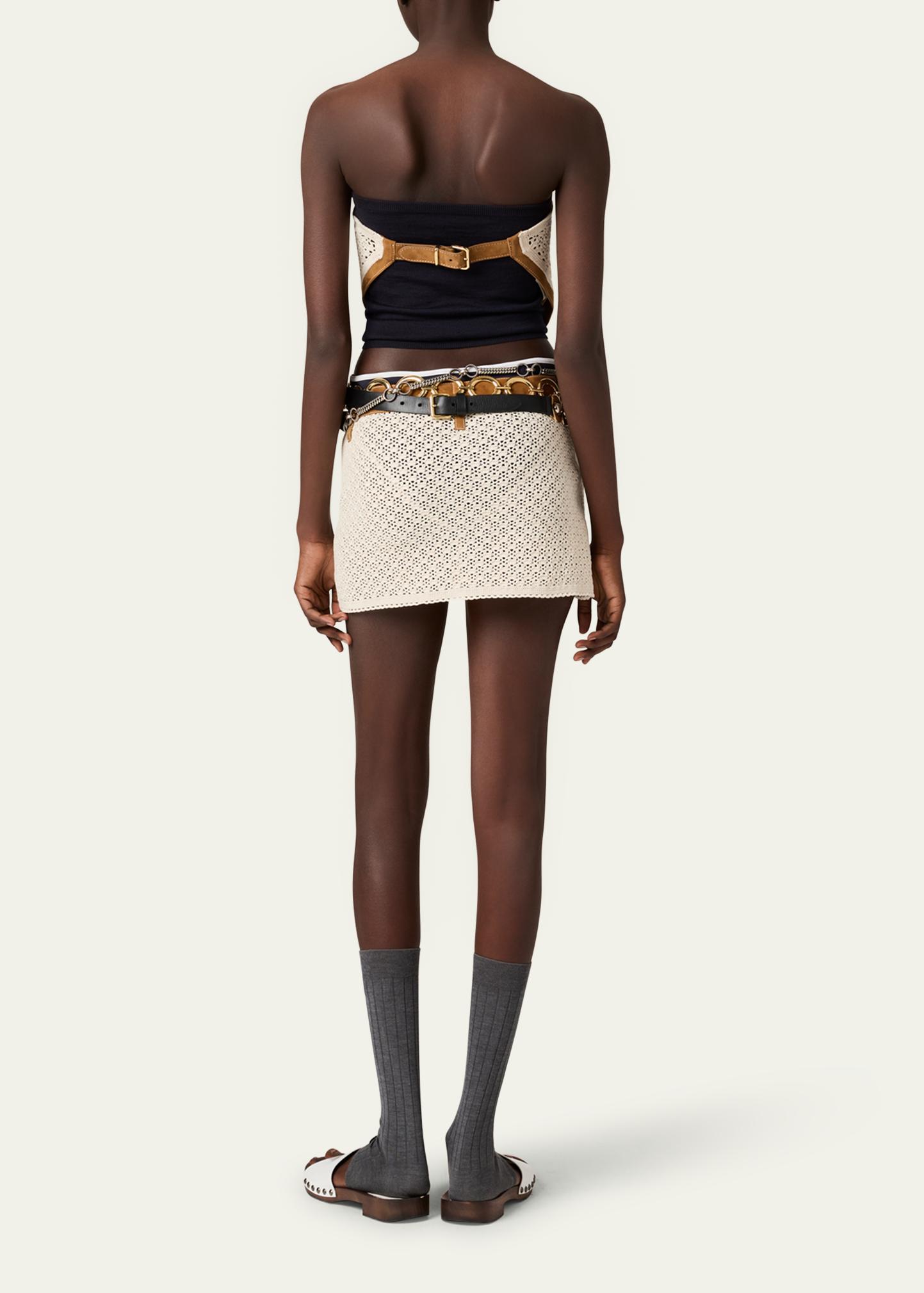 Miu Miu Cotton Crochet Suede Crop Bandana Top - Bergdorf Goodman