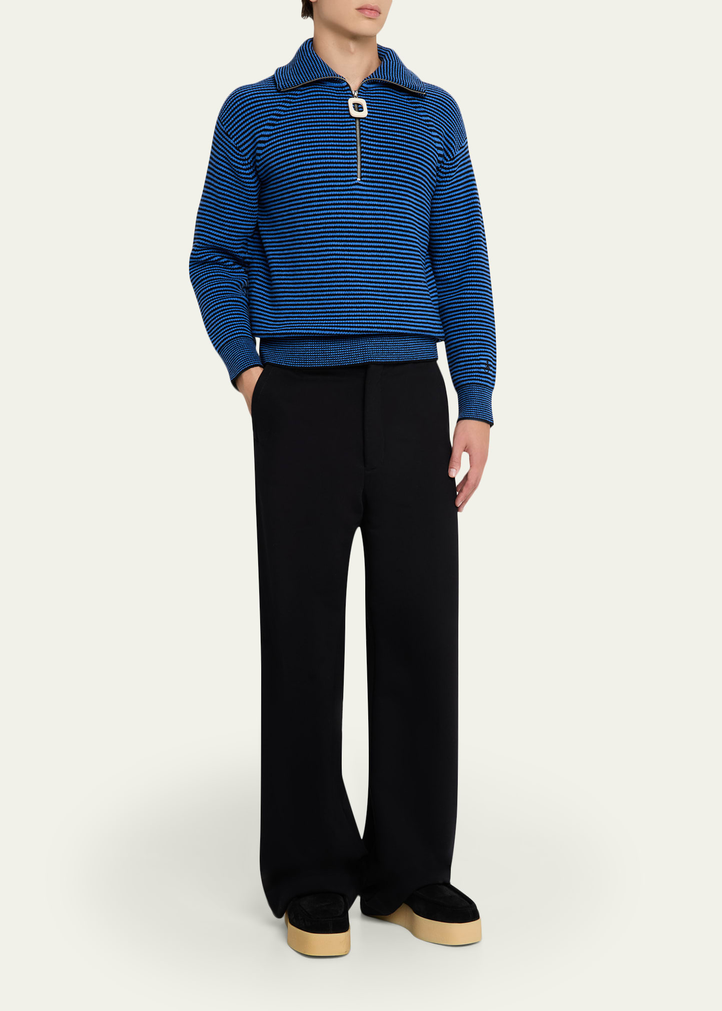 JW Anderson Men's Stripe Half-Zip Turtleneck Sweater - Bergdorf