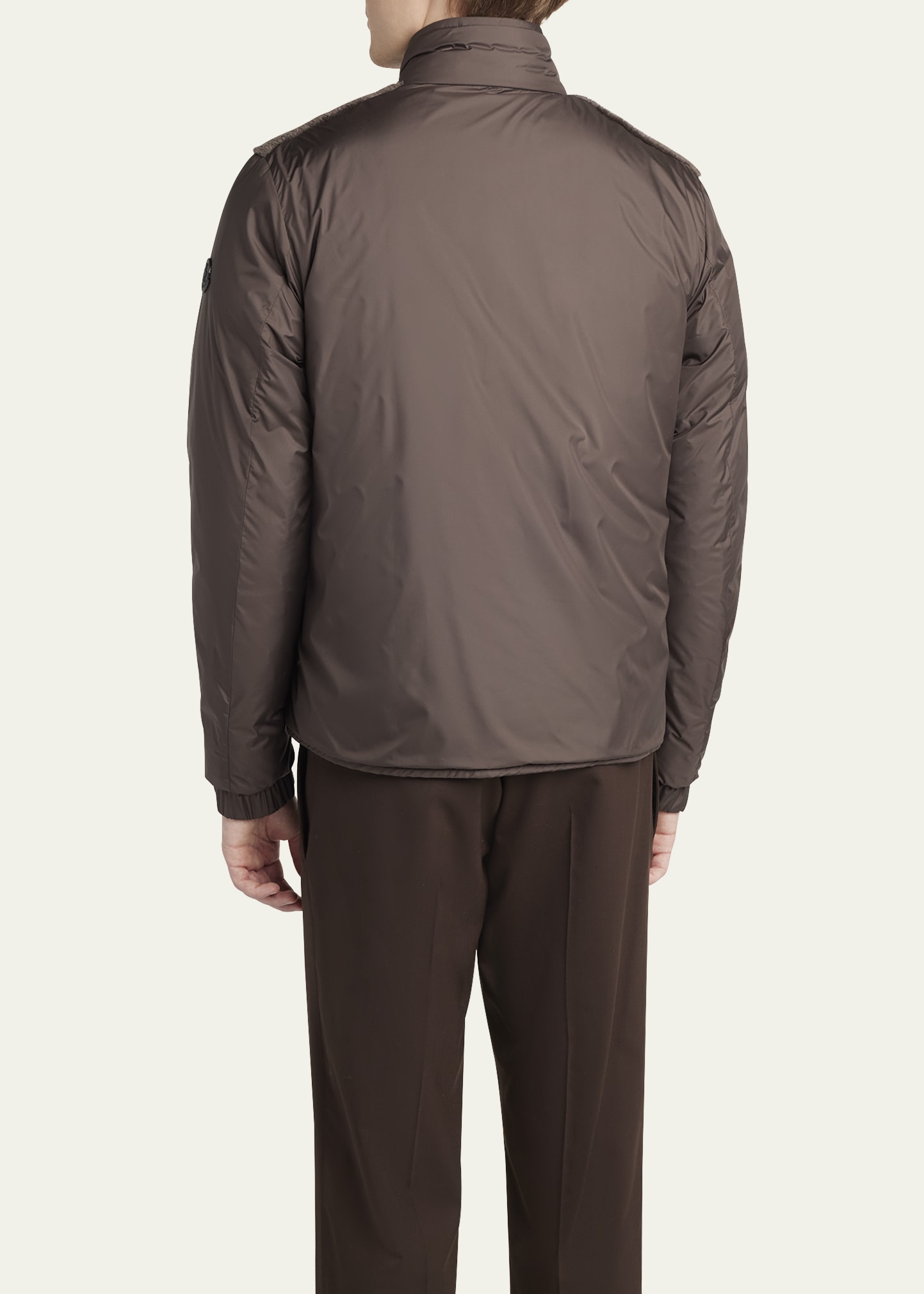 Moncler Men's Edit Dark Brown Teddy Fleece and Padded Reversible
