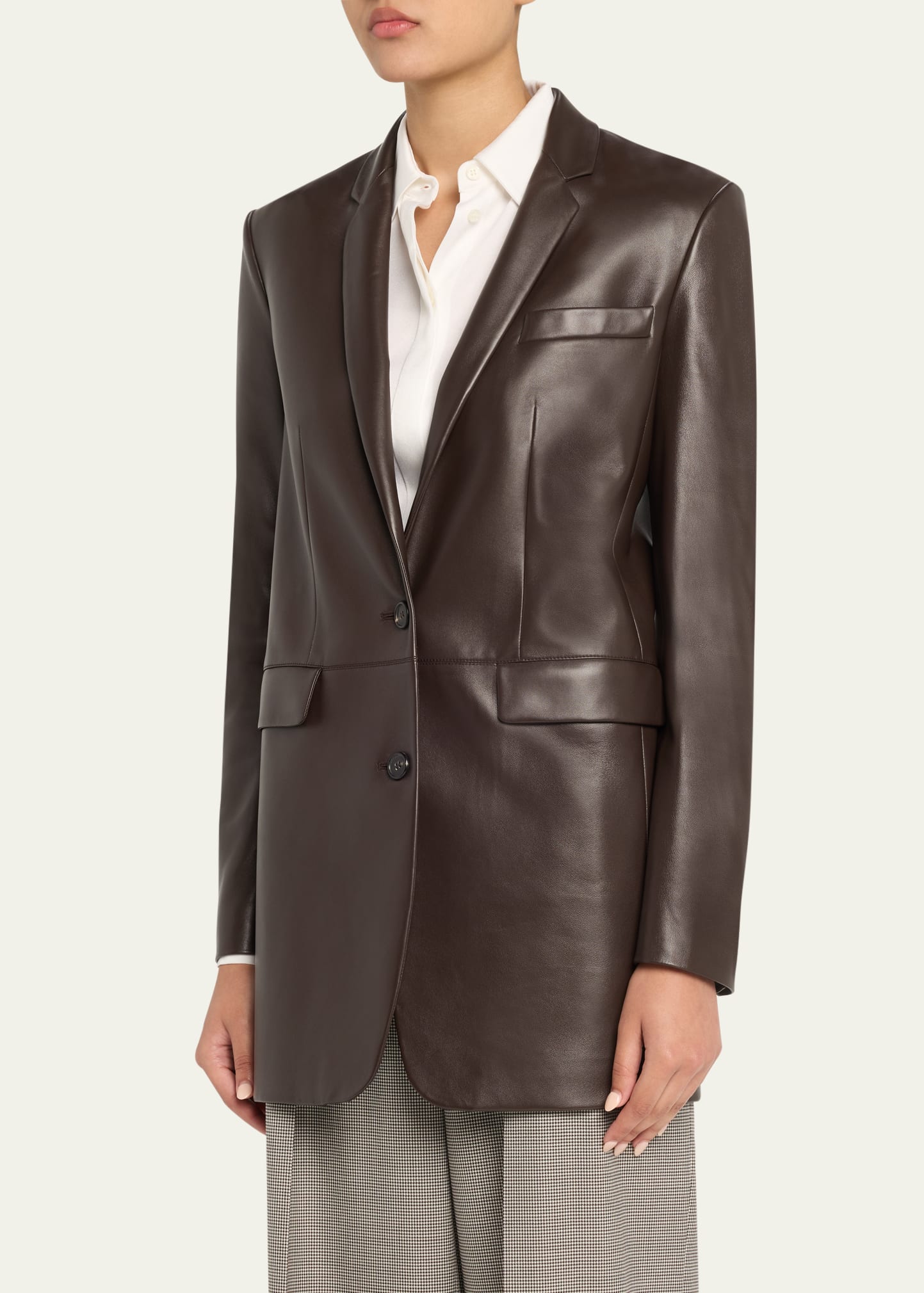 Michael Kors Collection Leather Single-Breasted Boyfriend
