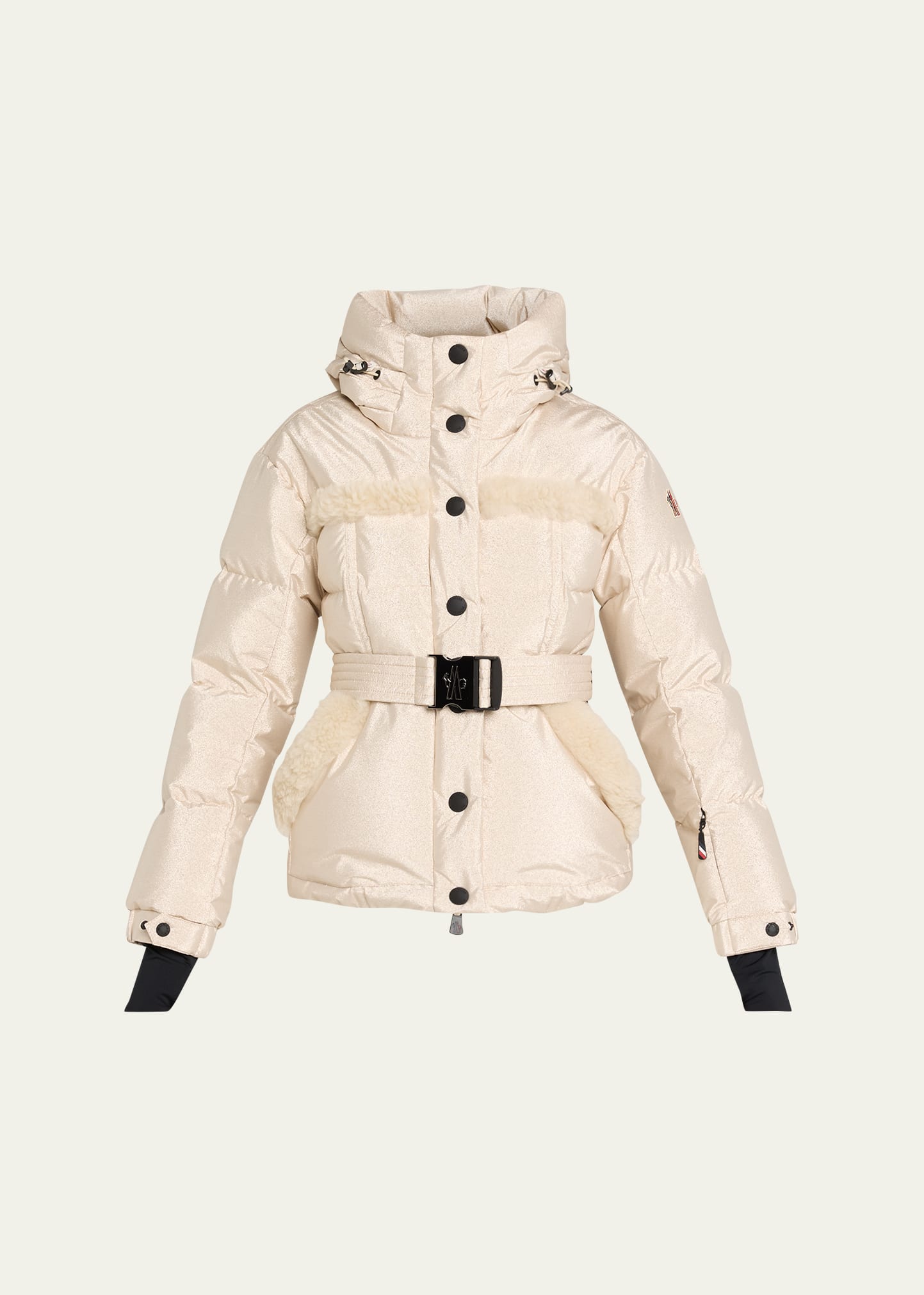 Moncler Grenoble Mondim Metallic Shearling-Trimmed Hooded Down Ski