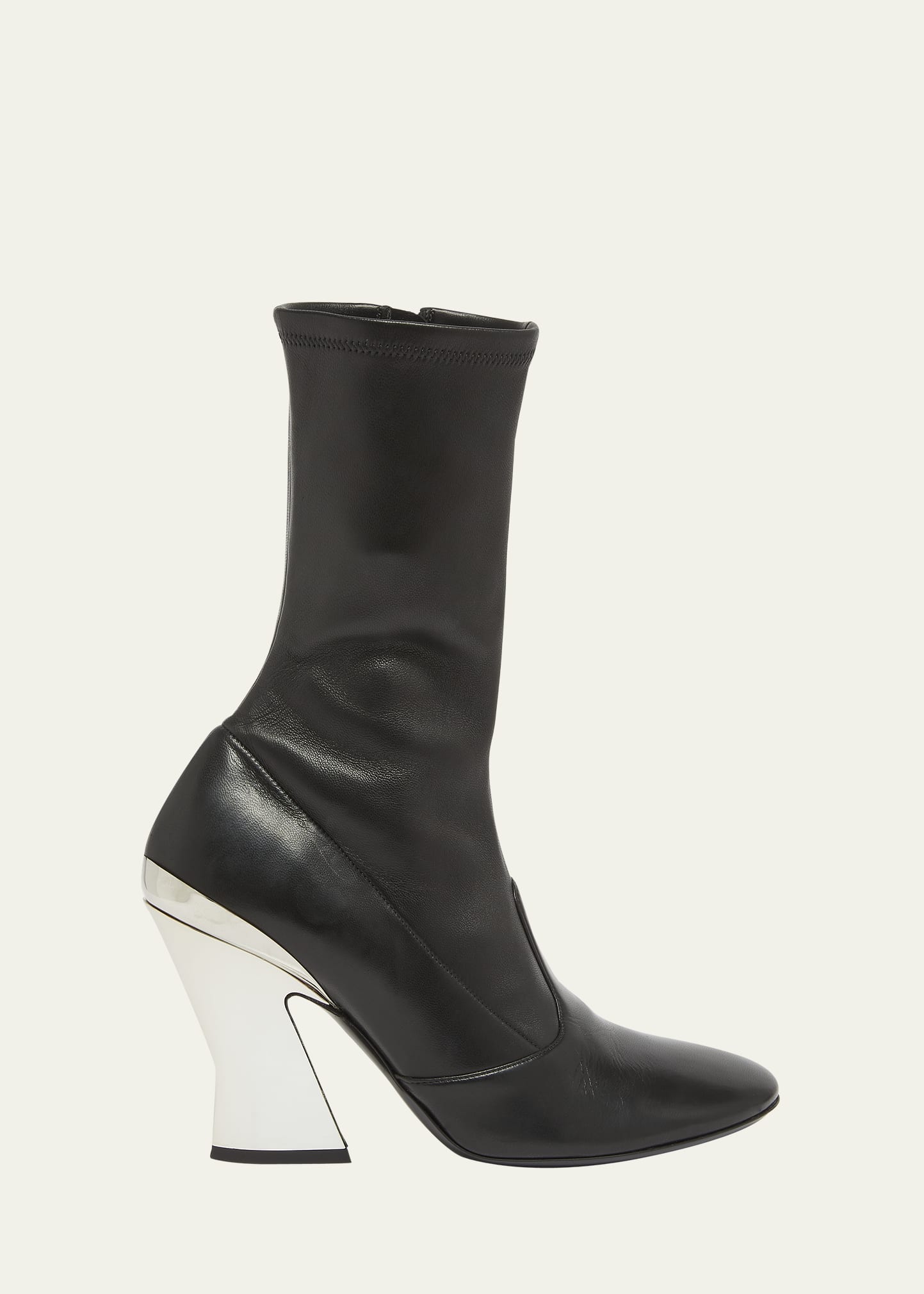 Givenchy リアルファー付き黒ハイヒール　40 Givenchy Leather Metallic Sculpted-Heel Ankle Booties - Bergdorf