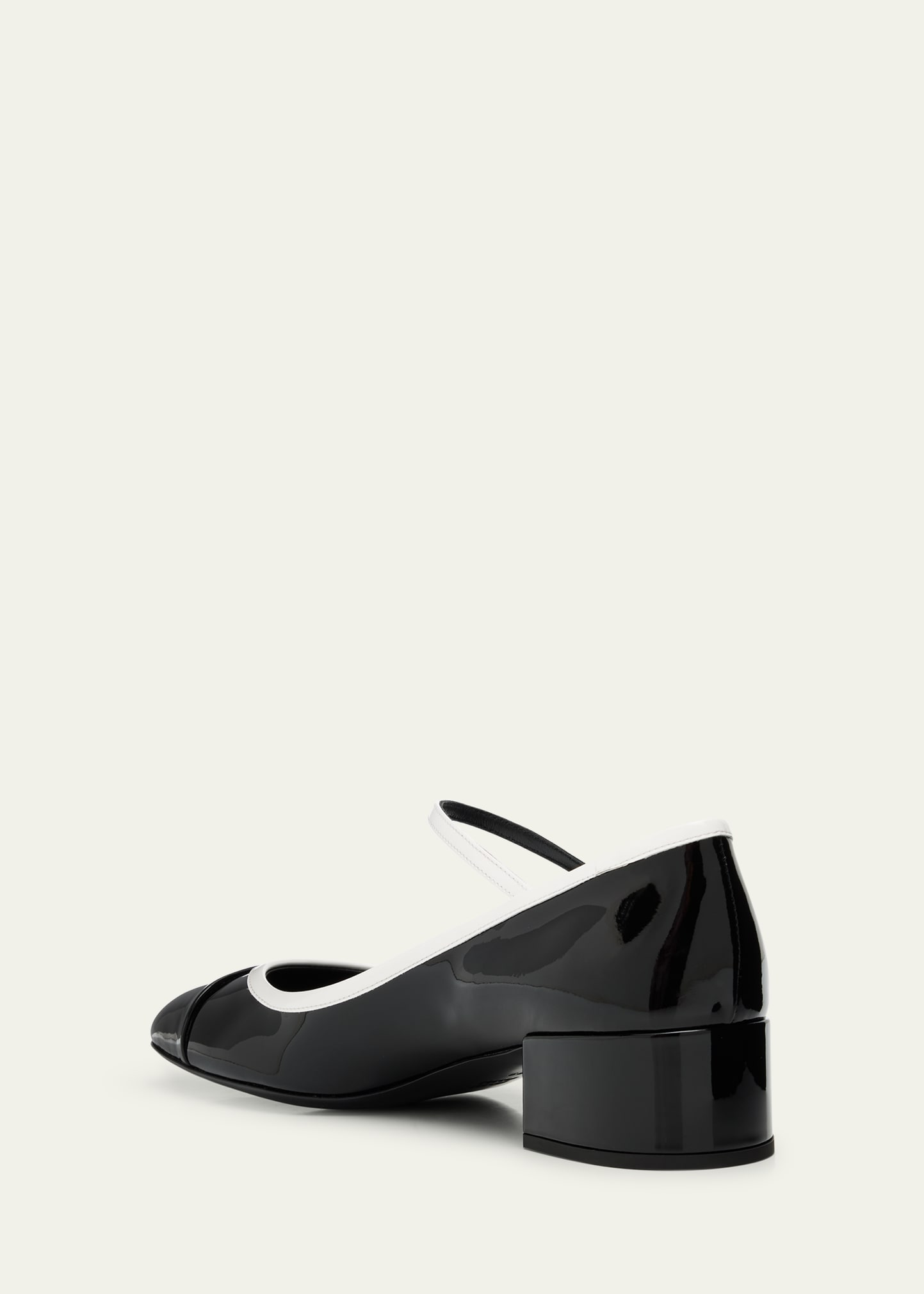 Miu Miu Bicolor Patent Leather Block-Heel Mary Jane Pumps