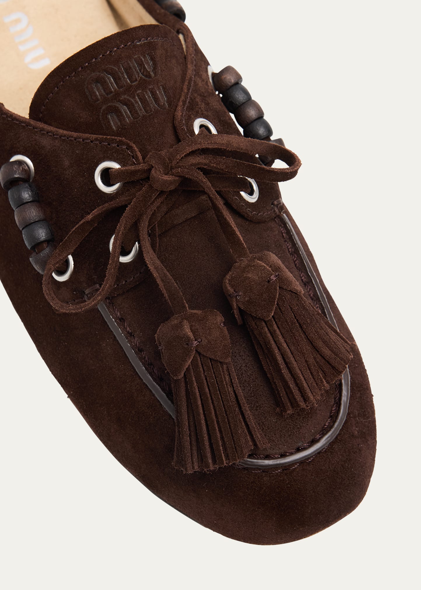 Miu Miu Suede Tassel Mocassin Mules - Bergdorf Goodman